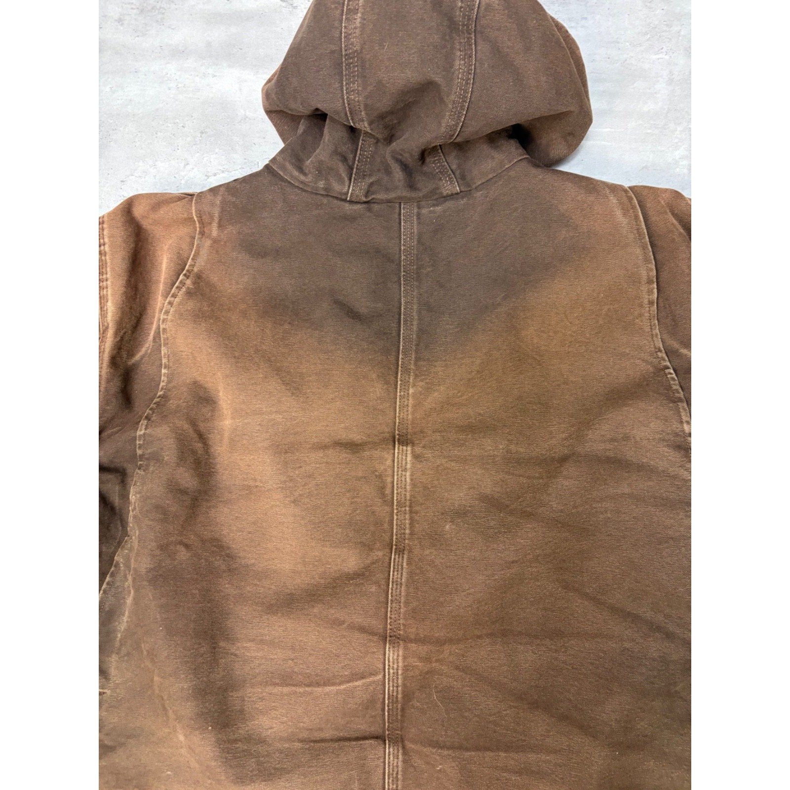 Vintage Carhartt Fleece Lined Canvas Brown Hooded Detroit Jacket Size Large