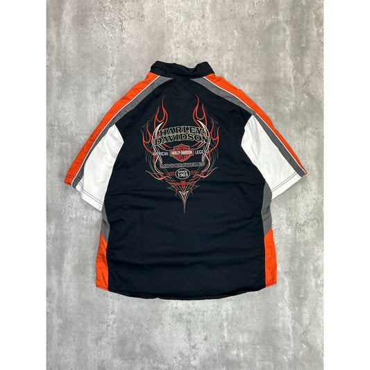 Vintage Harley Davidson Spellout Graphic Short Sleeve Button Up Shirt Size XL