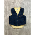 Vintage 70s Come On Strong Sherpa Lined Dark Wash Denim Vest Size Large