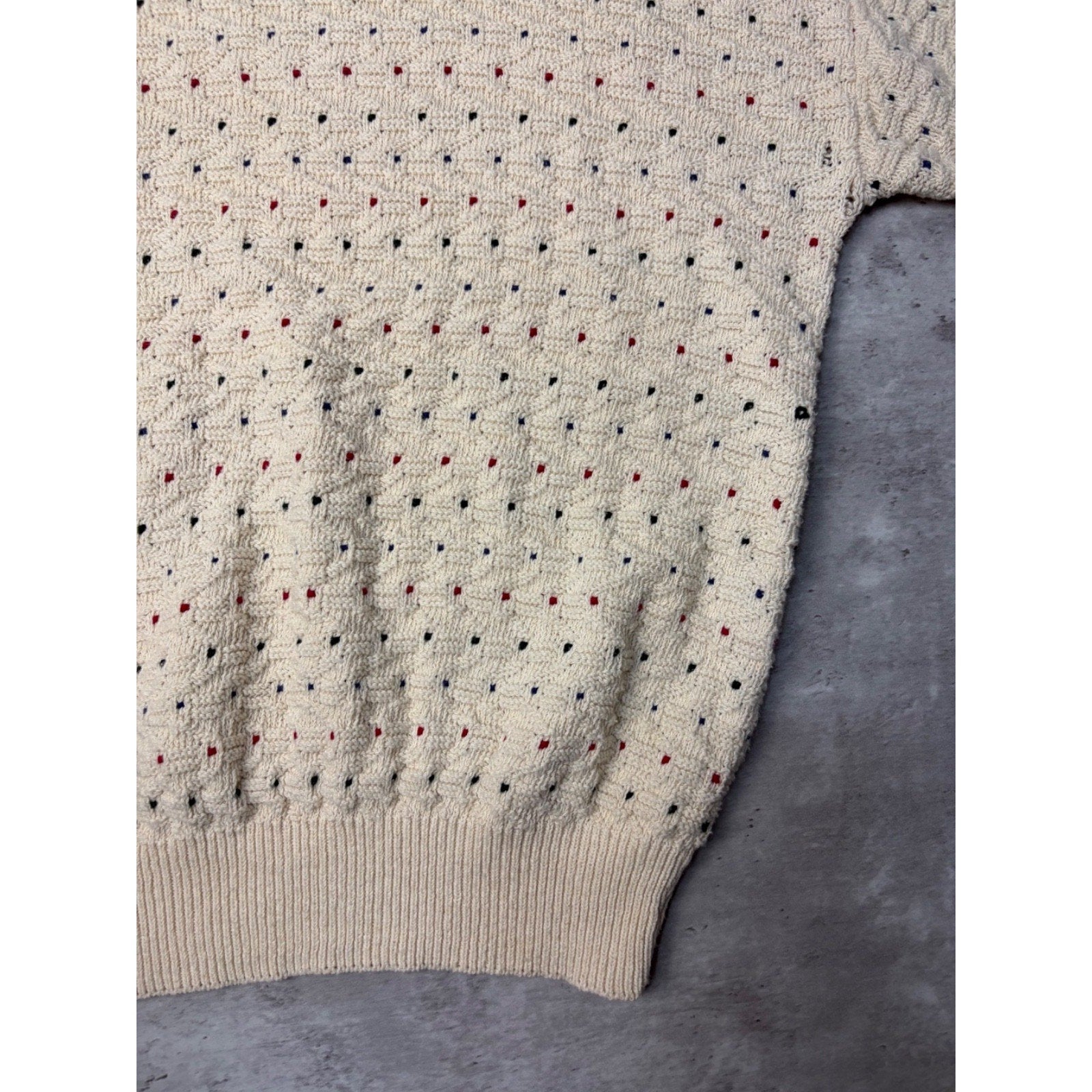 Vintage J.G. Hook Polka Dot Textured Knit Sweater Size Large