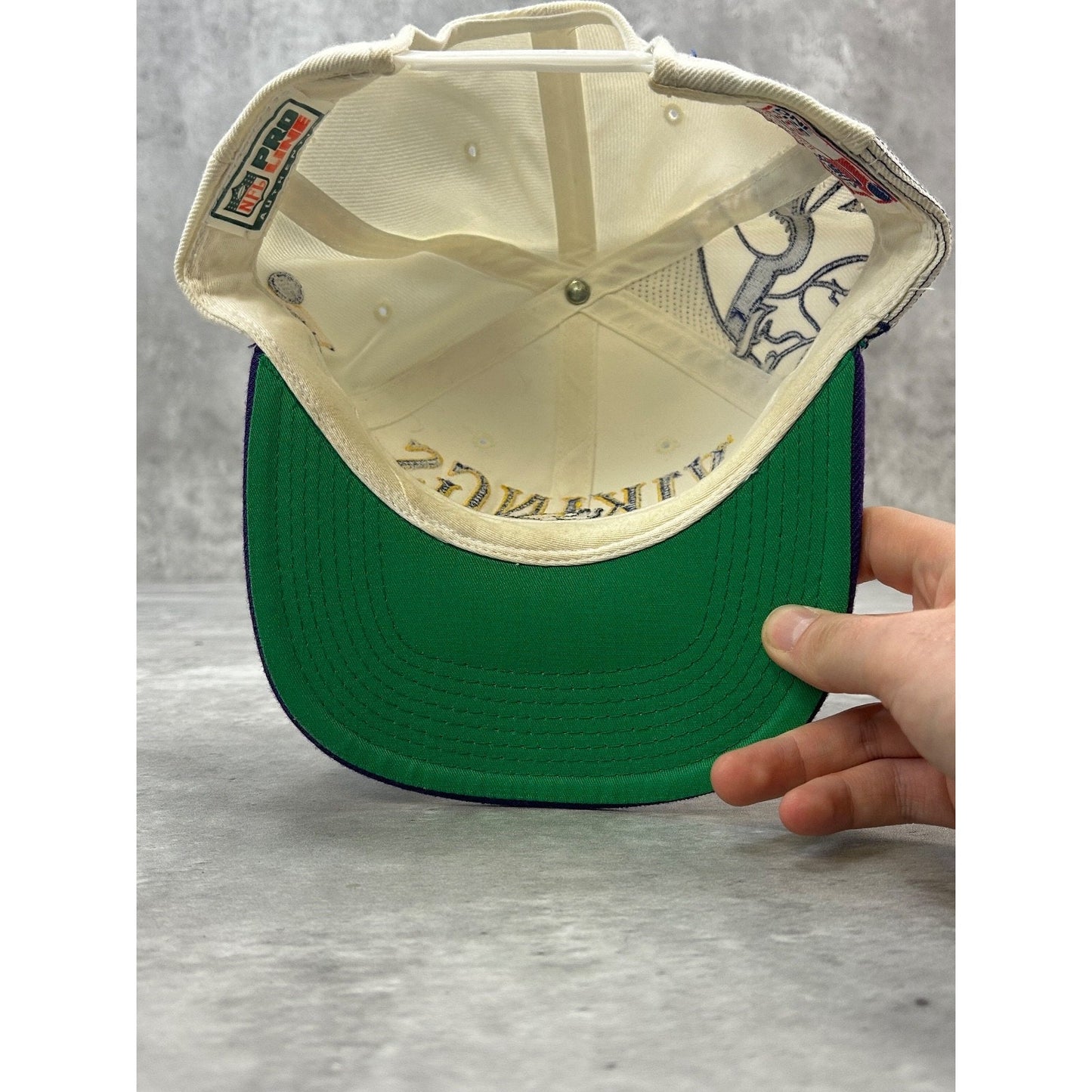 Vintage 90s Minnesota Vikings NFL Sports Specialties Laser Snapback Hat OSFA