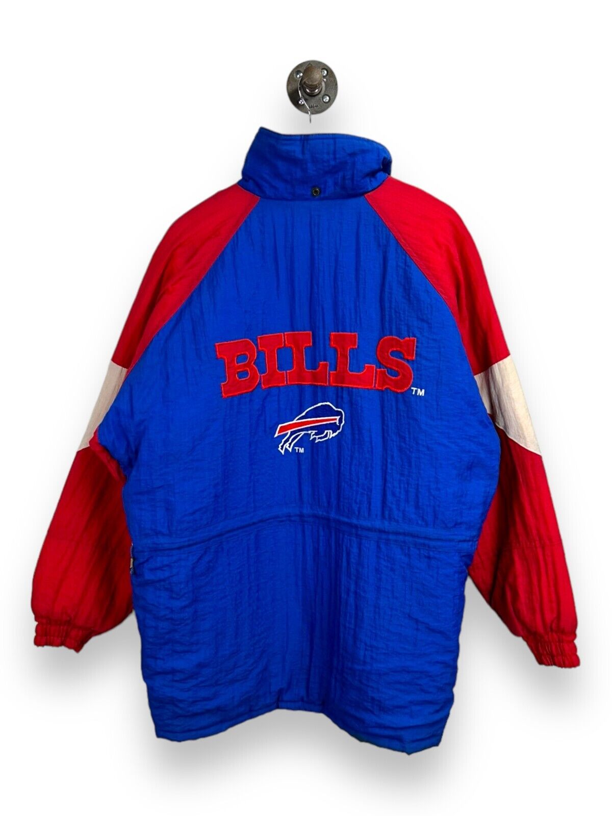 Vintage 90s Buffalo Bills NFL Embroidered Logo 7 Long Jacket Size Medium