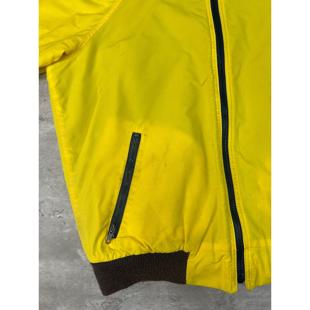 Vintage 90s Woolrich Fleece Lined Full Zip Yellow Bomber Jacket Size Medium