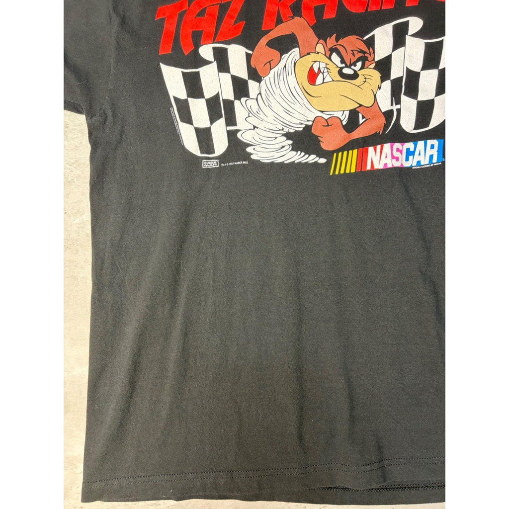 Vintage 1997 Looney Tunes Nascar Taz Racing Cartoon Graphic T-Shirt Size Large