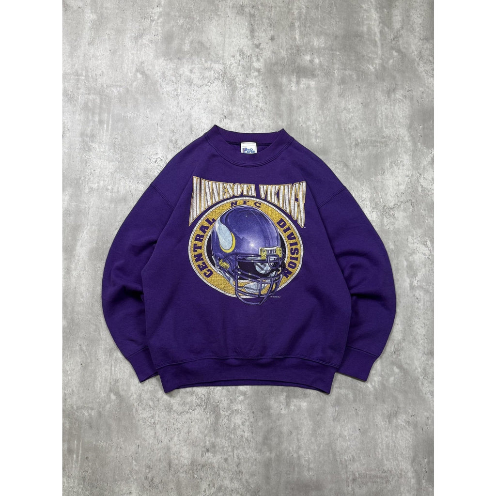 VTG 1995 Minnesota Vikings NFL Helmet Graphic Football Sweatshirt Size Medium