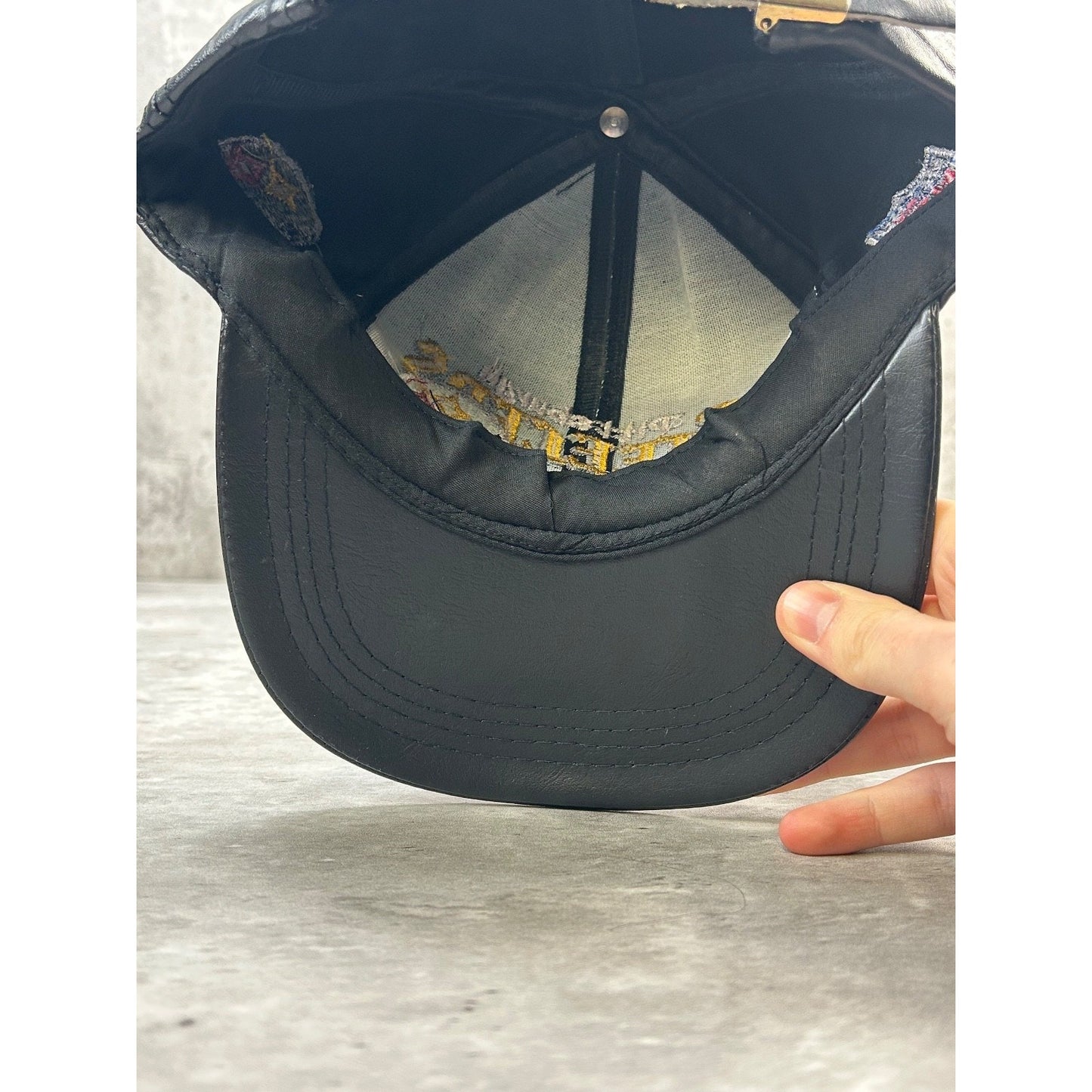 Vintage 90s Pittsburgh Steelers NFL Embroidered Leather Strapback Hat OSFA