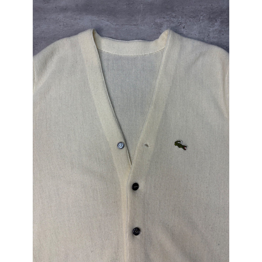 Vintage Lacoste Embroidered Logo Button Up Cardigan Sweater Size Medium