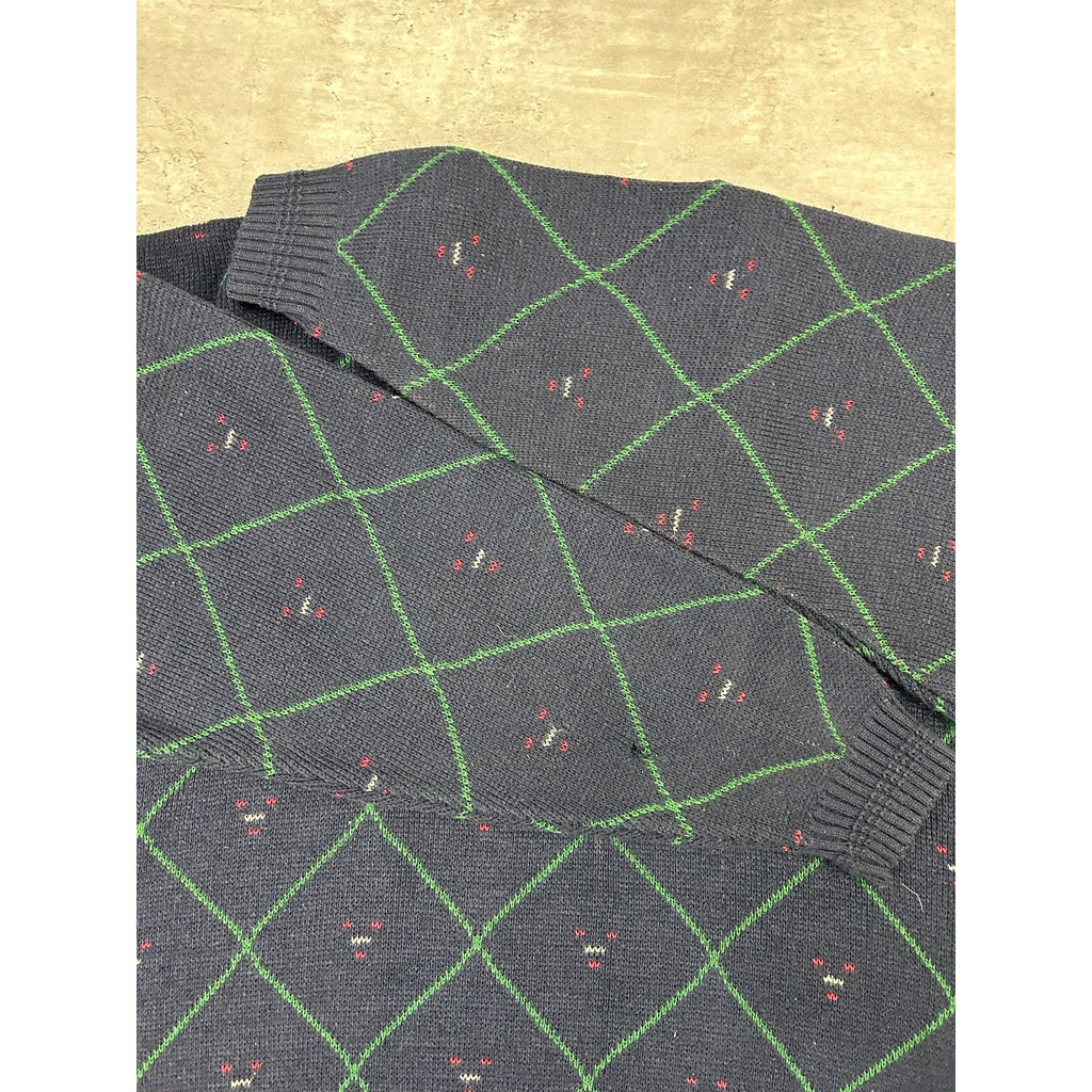 Vintage 90s Sutter & Grant Diamond Print Pullover Knit Sweater Size XL