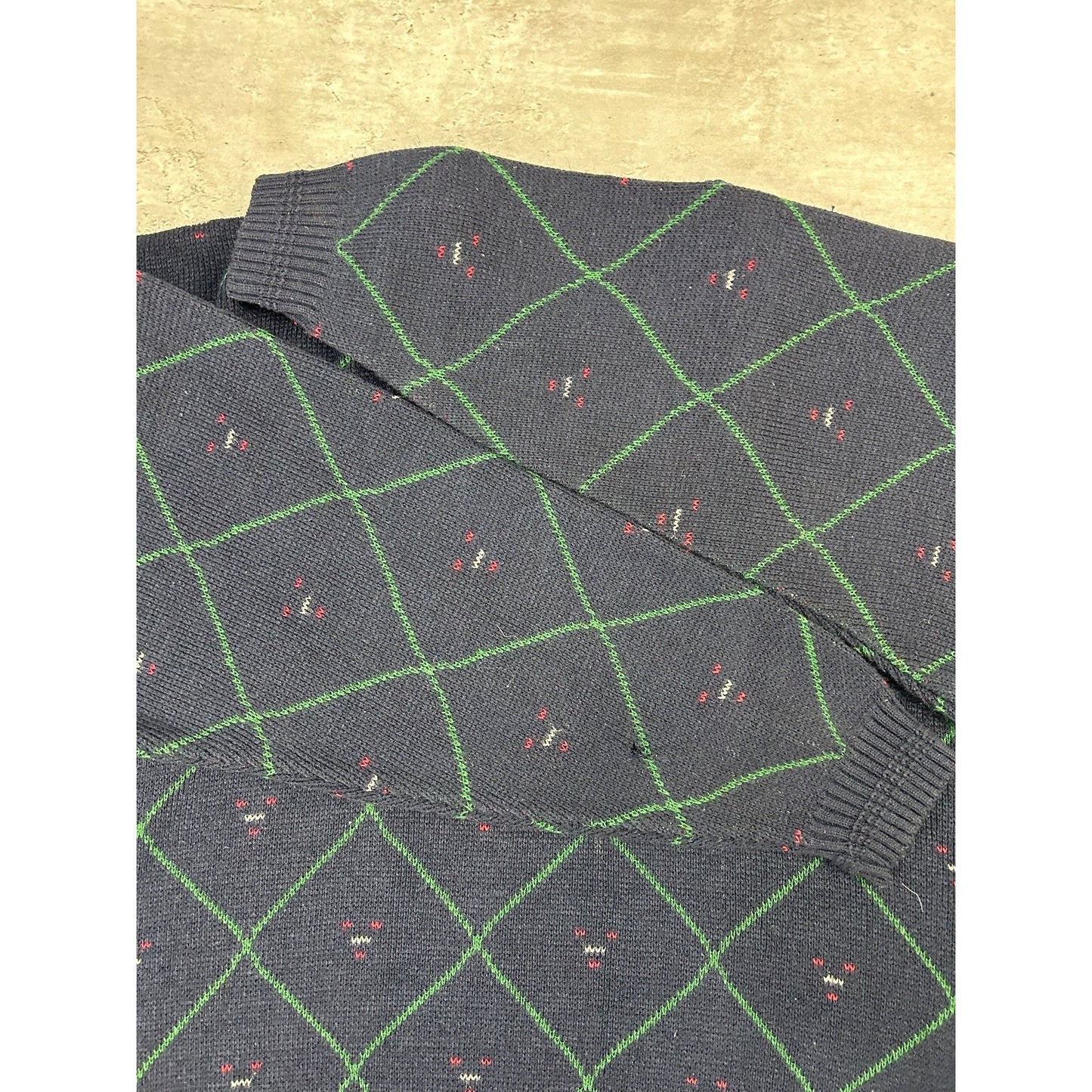 Vintage 90s Sutter & Grant Diamond Print Pullover Knit Sweater Size XL