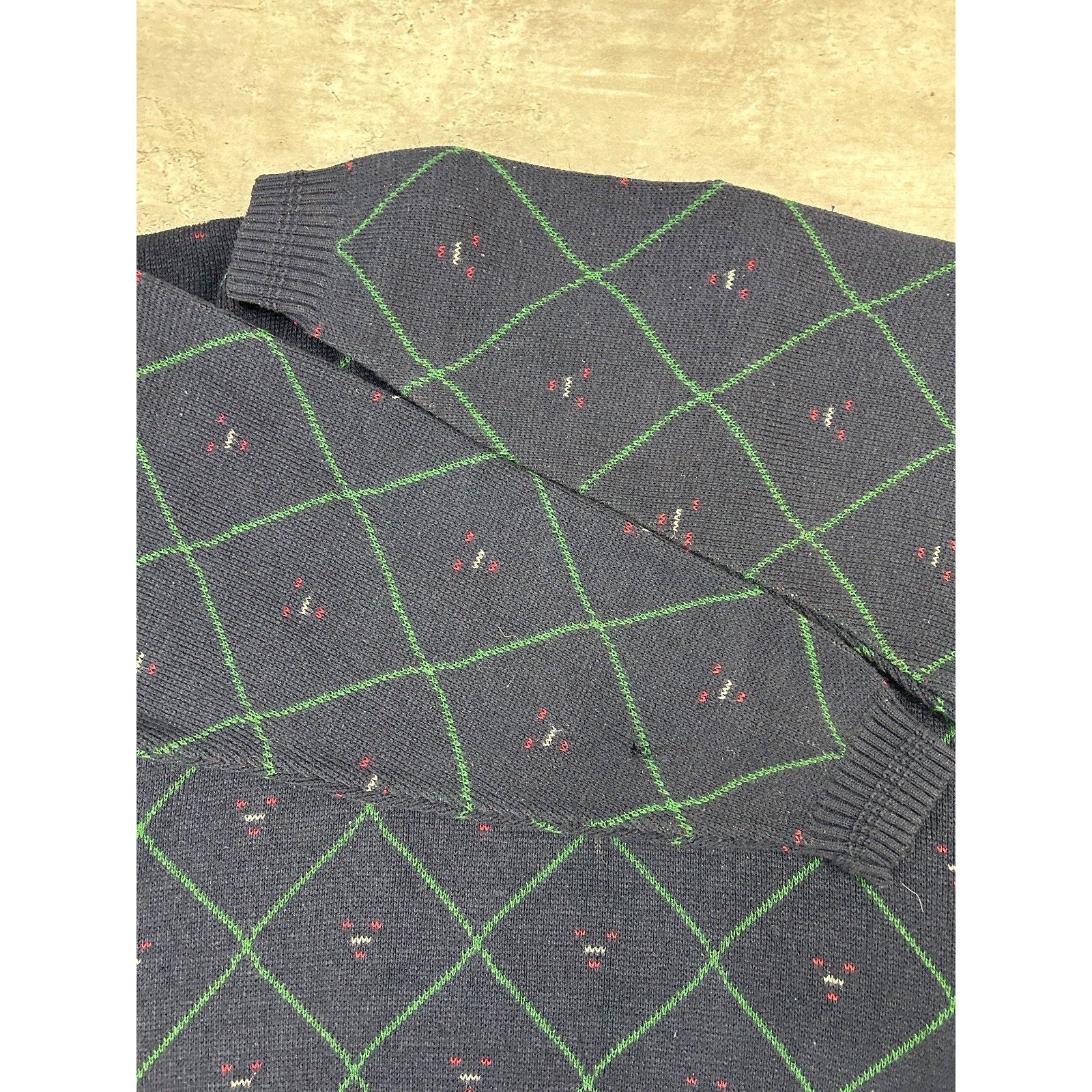 Vintage 90s Sutter & Grant Diamond Print Pullover Knit Sweater Size XL
