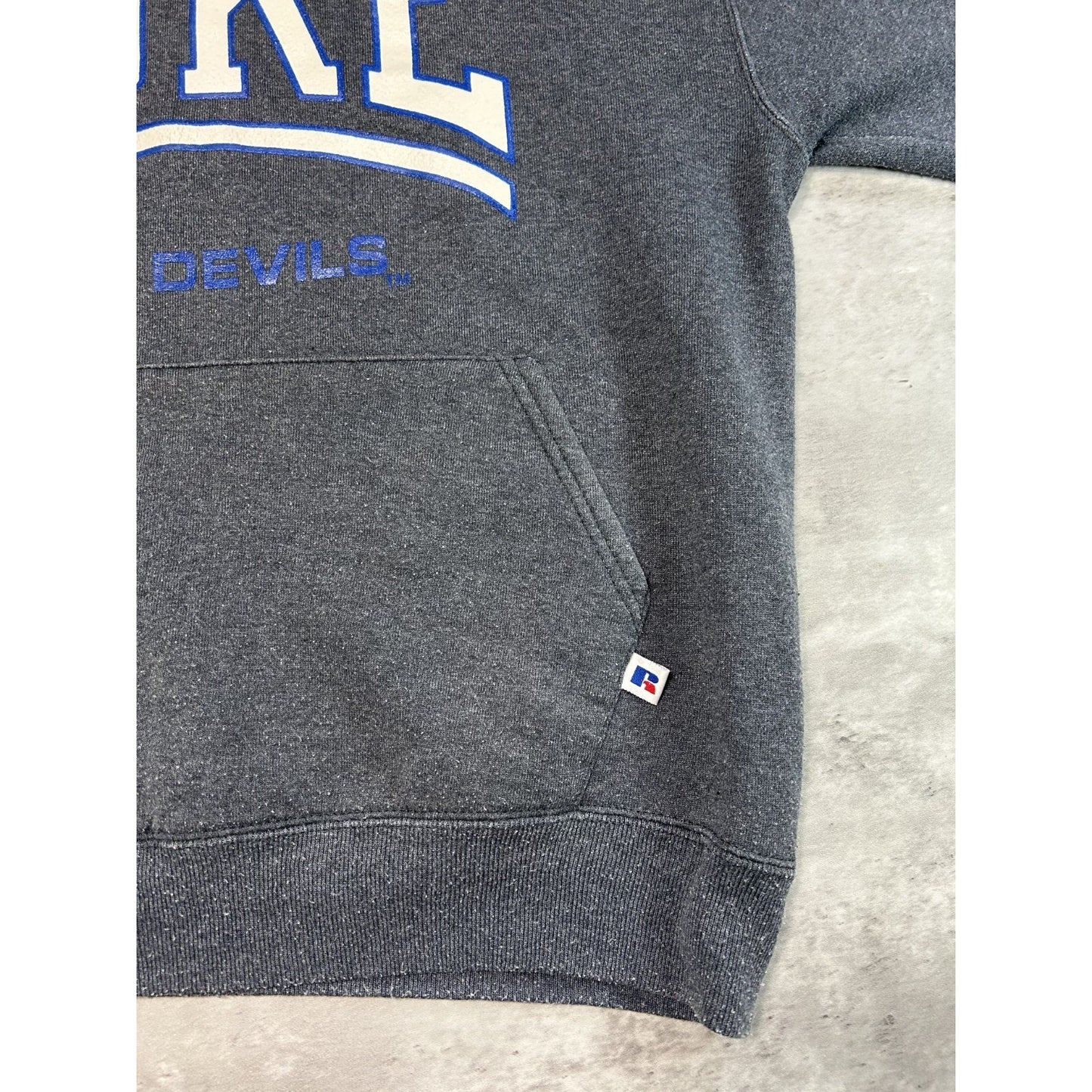Vintage 90s Duke Blue Devils NCAA Graphic Spellout Hooded Sweatshirt Size Large