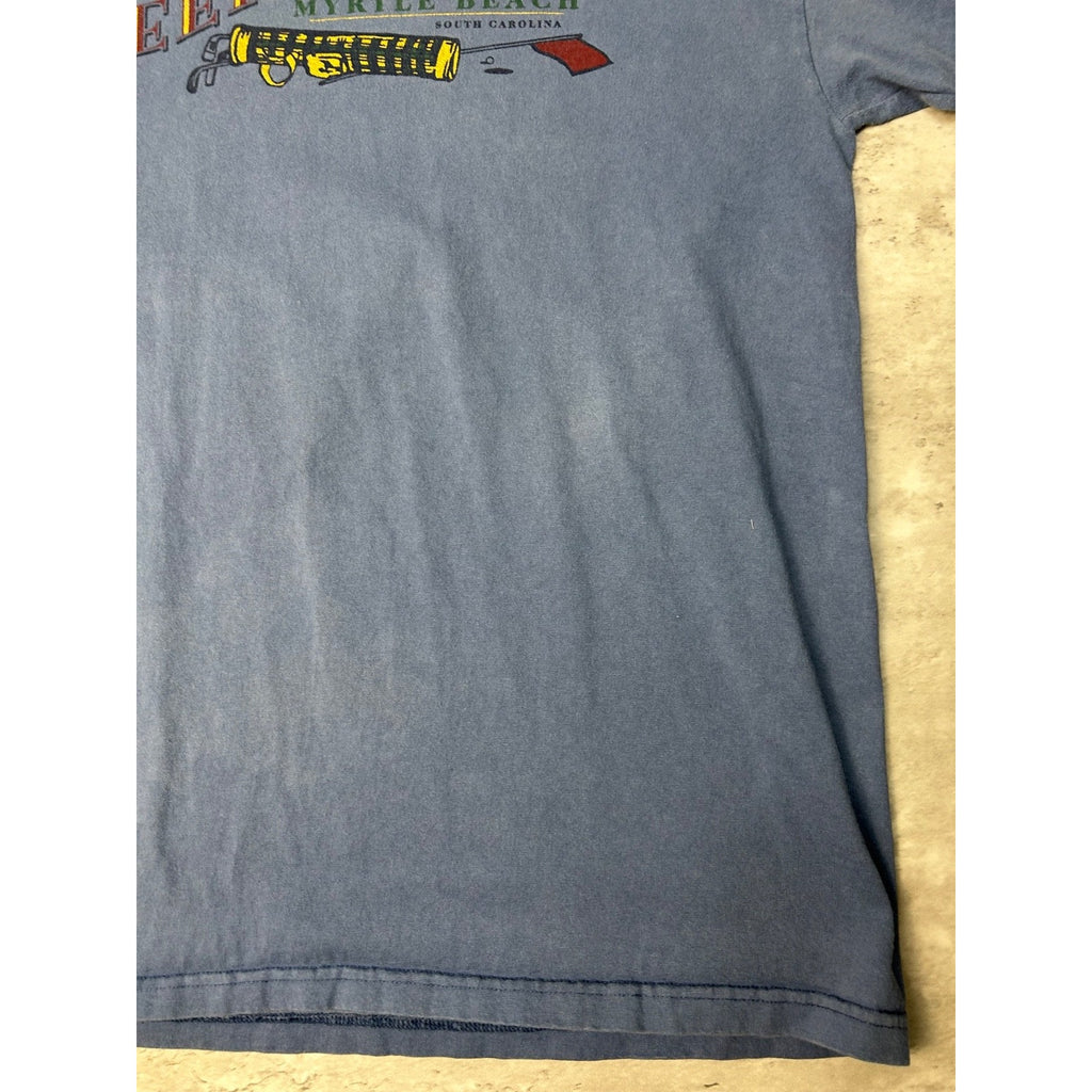 Vintage 90s Deer Track Golfing Destination Graphic Spellout T-Shirt Size Large