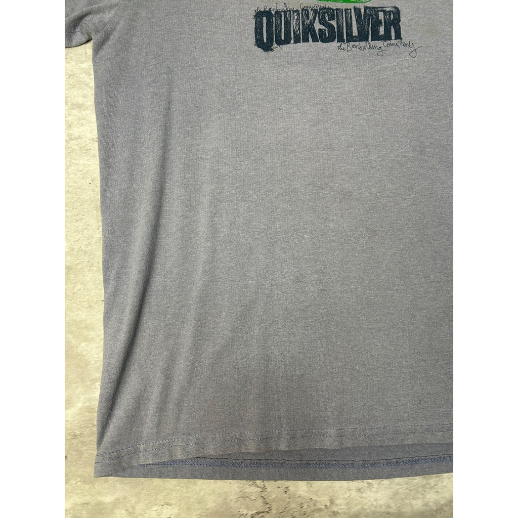 Vintage Y2K Quiksilver Spellout Logo Graphic Ringer T-Shirt Size Large