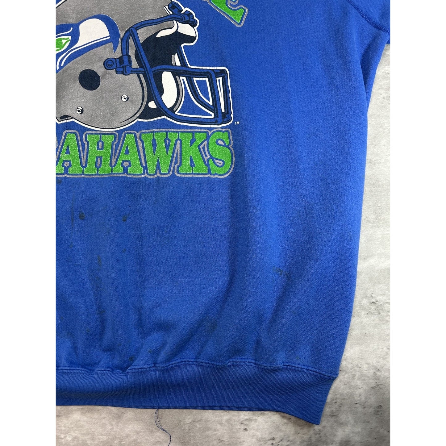 Vintage 90s Seattle Seahawks NFL Helmet Graphic Football Sweatshirt Size XL