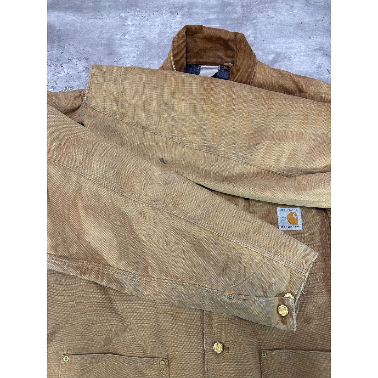 Vintage 1989 Carhartt Blanket Lined 100th Anni Canvas Workwear Chore Jacket XL