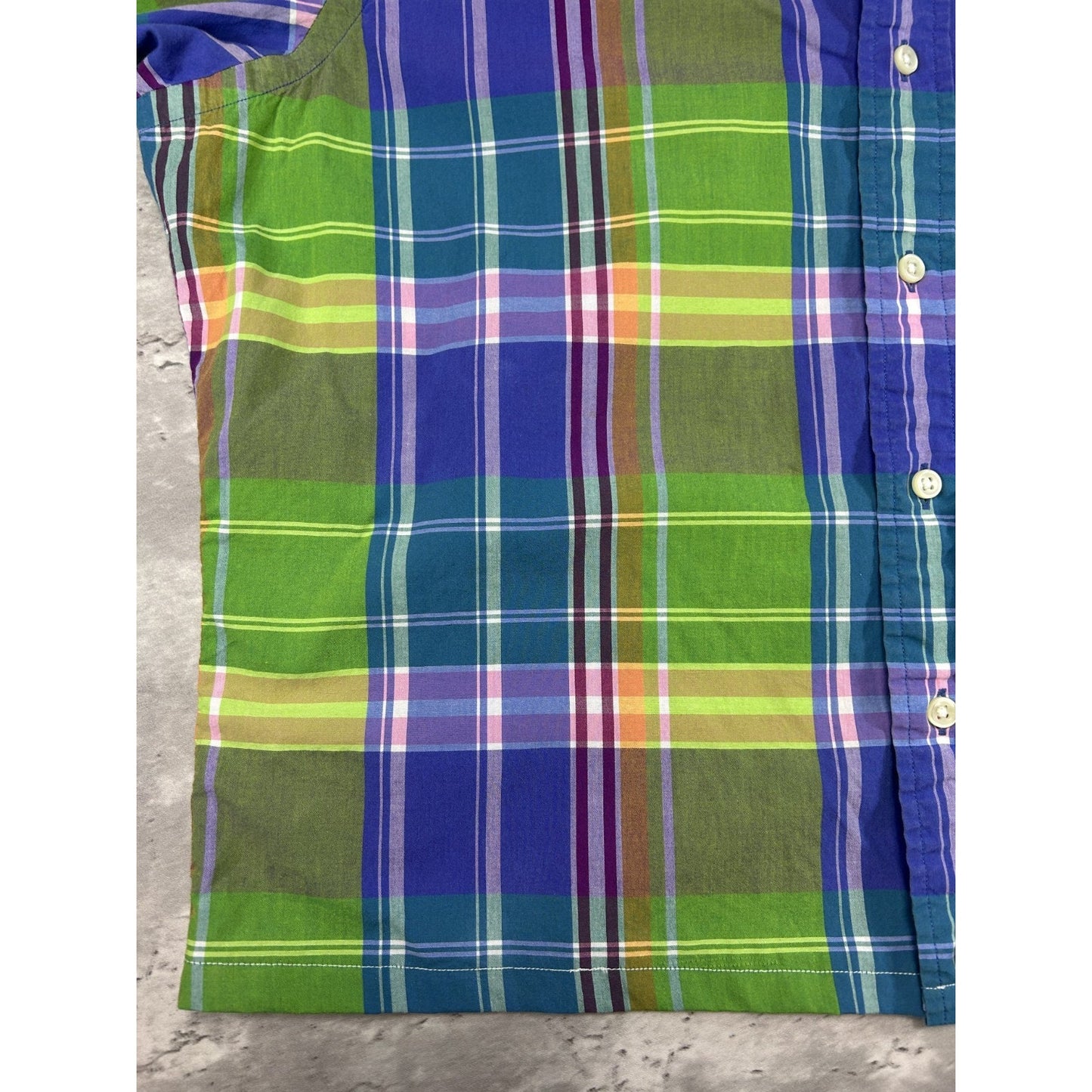 VTG Polo Ralph Lauren Plaid Short Sleeve Reworked Cropped Button Up Shirt Medium