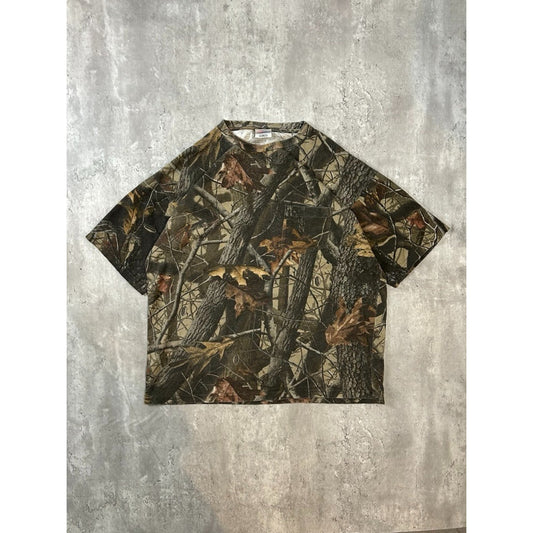 Vintage Realtree Hardwoods Tree Camo Hunting Pocket T-Shirt Size XL