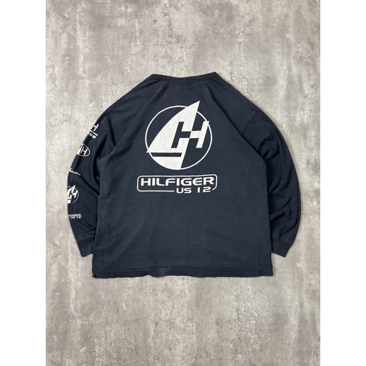 Vintage 90s Tommy Hilfiger US12 Sailing Graphic Long Sleeve T-Shirt Size Large