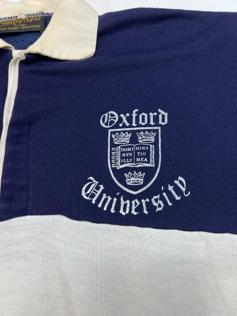 Vintage 70s University Of Oxford 1/4 Button Two Tone Rugby Shirt Size Large