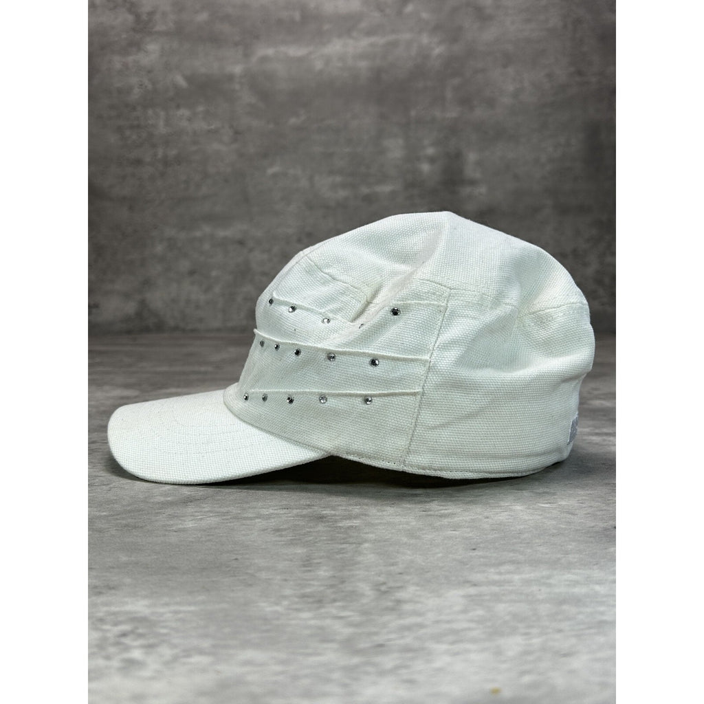 Vintage 2000s Harley Davidson Embroidered Logo Bedazzled Fitted Hat OSFA White