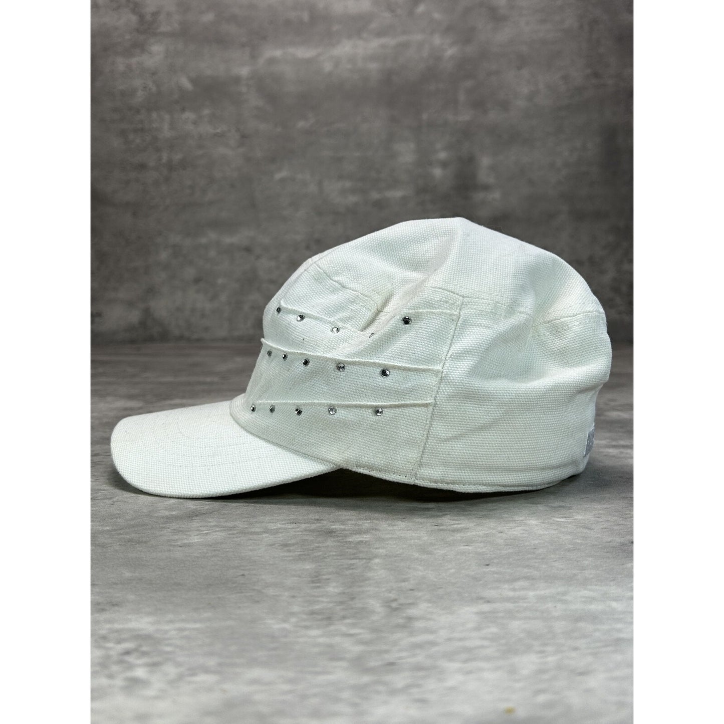 Vintage 2000s Harley Davidson Embroidered Logo Bedazzled Fitted Hat OSFA White
