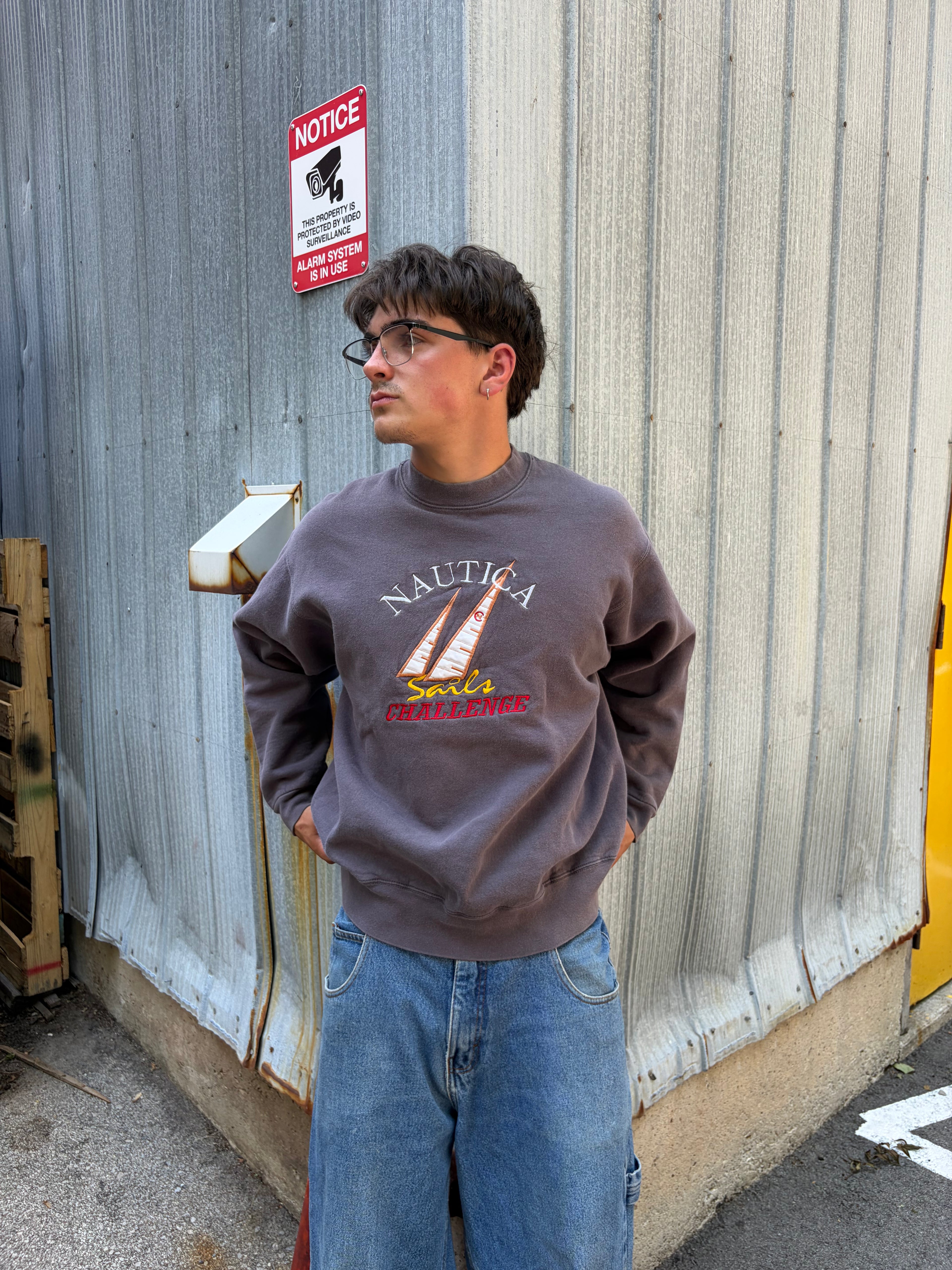 Vintage Nautica Sails Embroidered Spellout Graphic Crewneck Sweatshirt Size XL