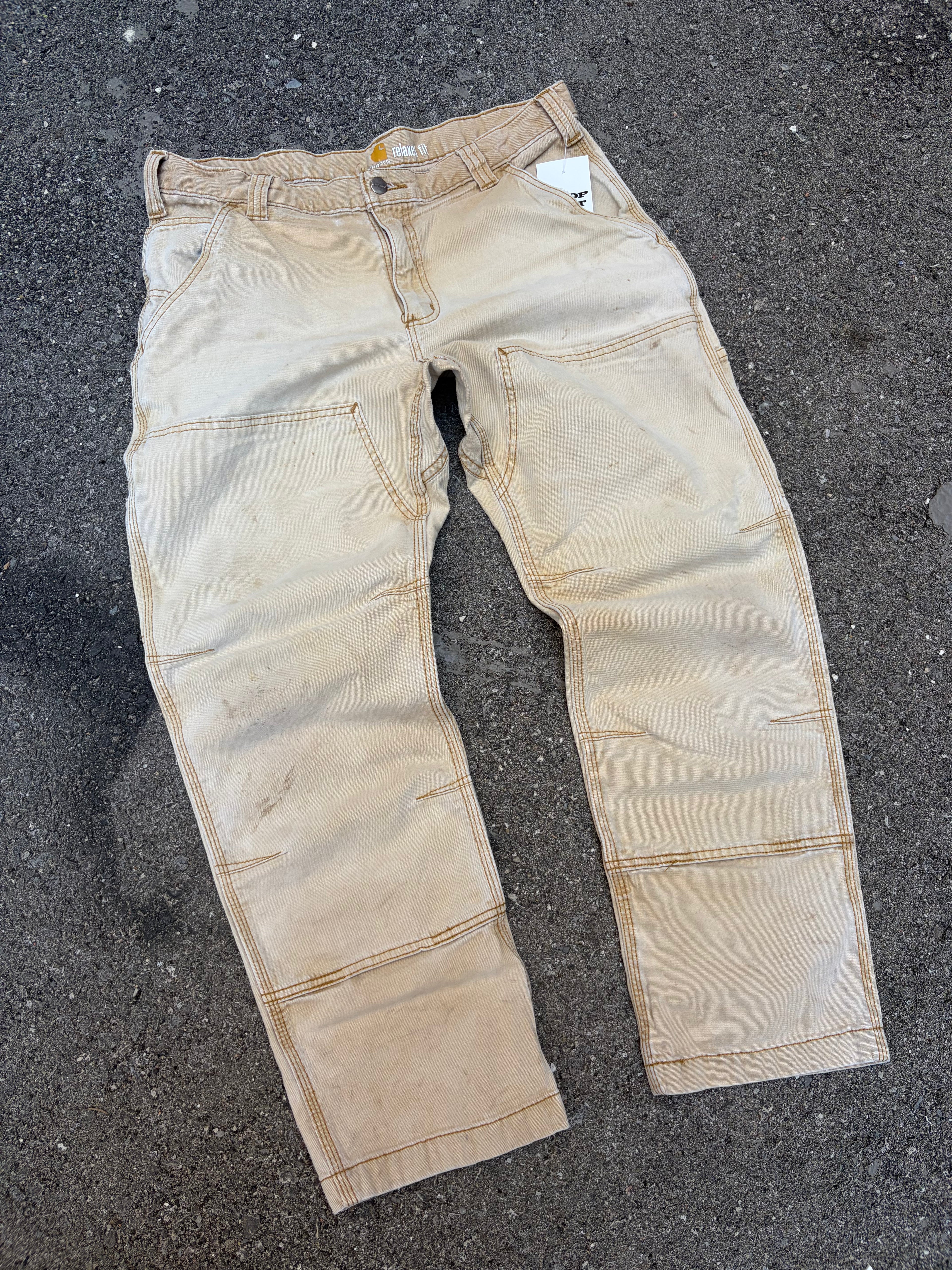 Vintage Carhartt Relaxed Fit Double Knee Six Pocket Workwear Pants Size 35