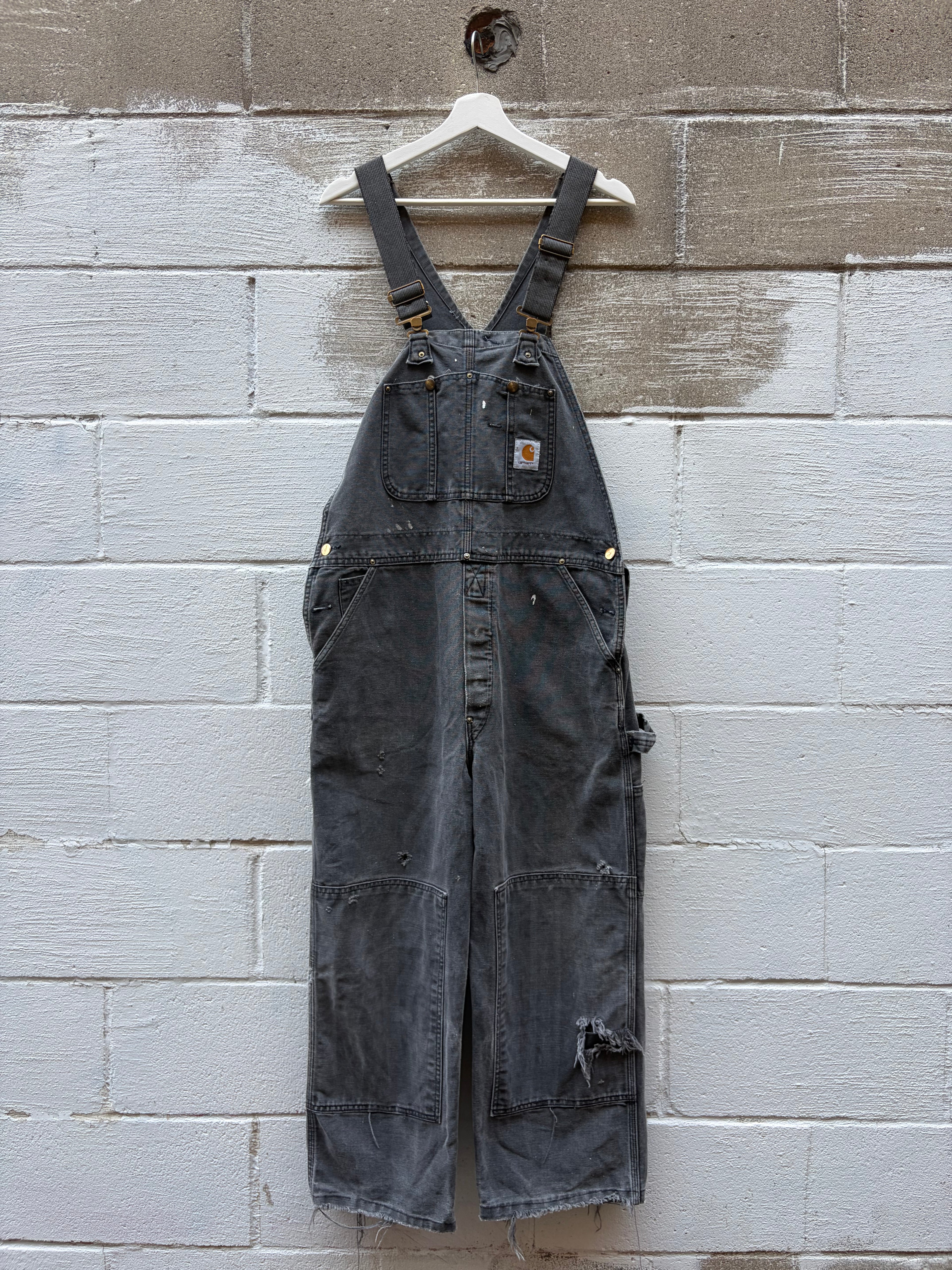 Vintage Carhartt Canvas Workwear Double Knee Carpenter Overall Pants Size 38