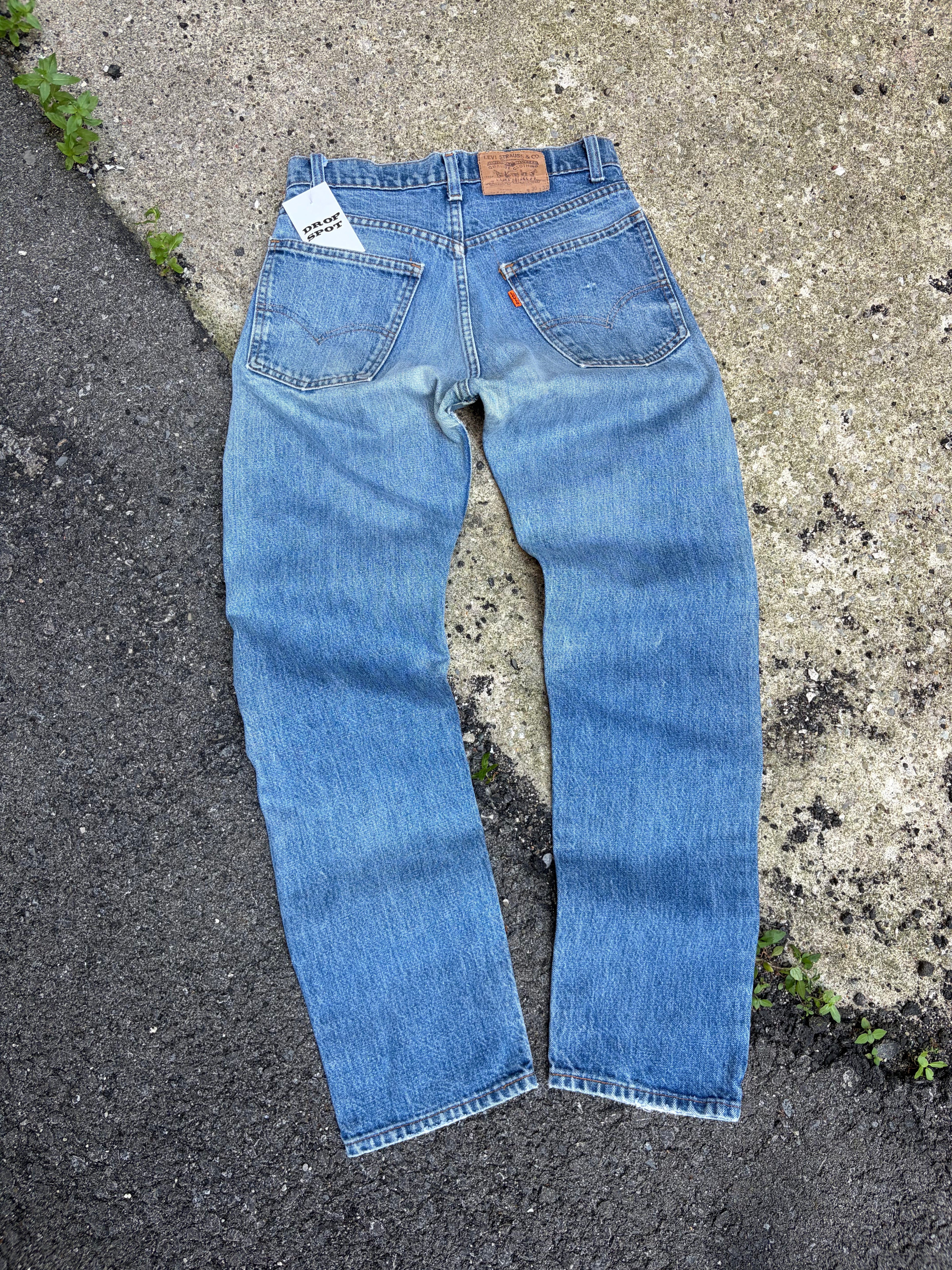 Vintage Levis Orange Tab Skinny Leg Medium Wash Denim Pants Size 28
