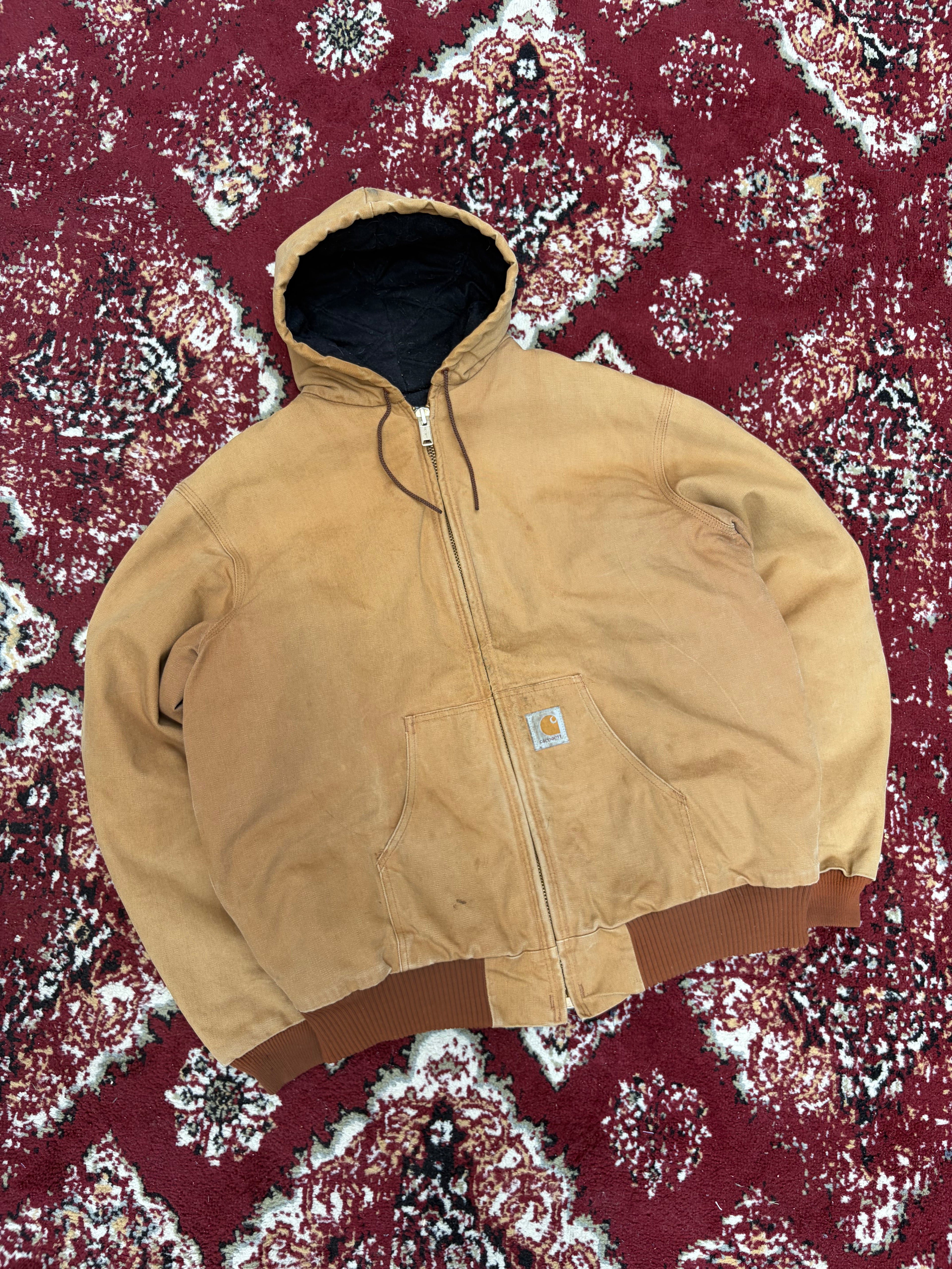 Vintage Carhartt Insulated Hooded Active Bomber Workwear Jacket Size 2XLT