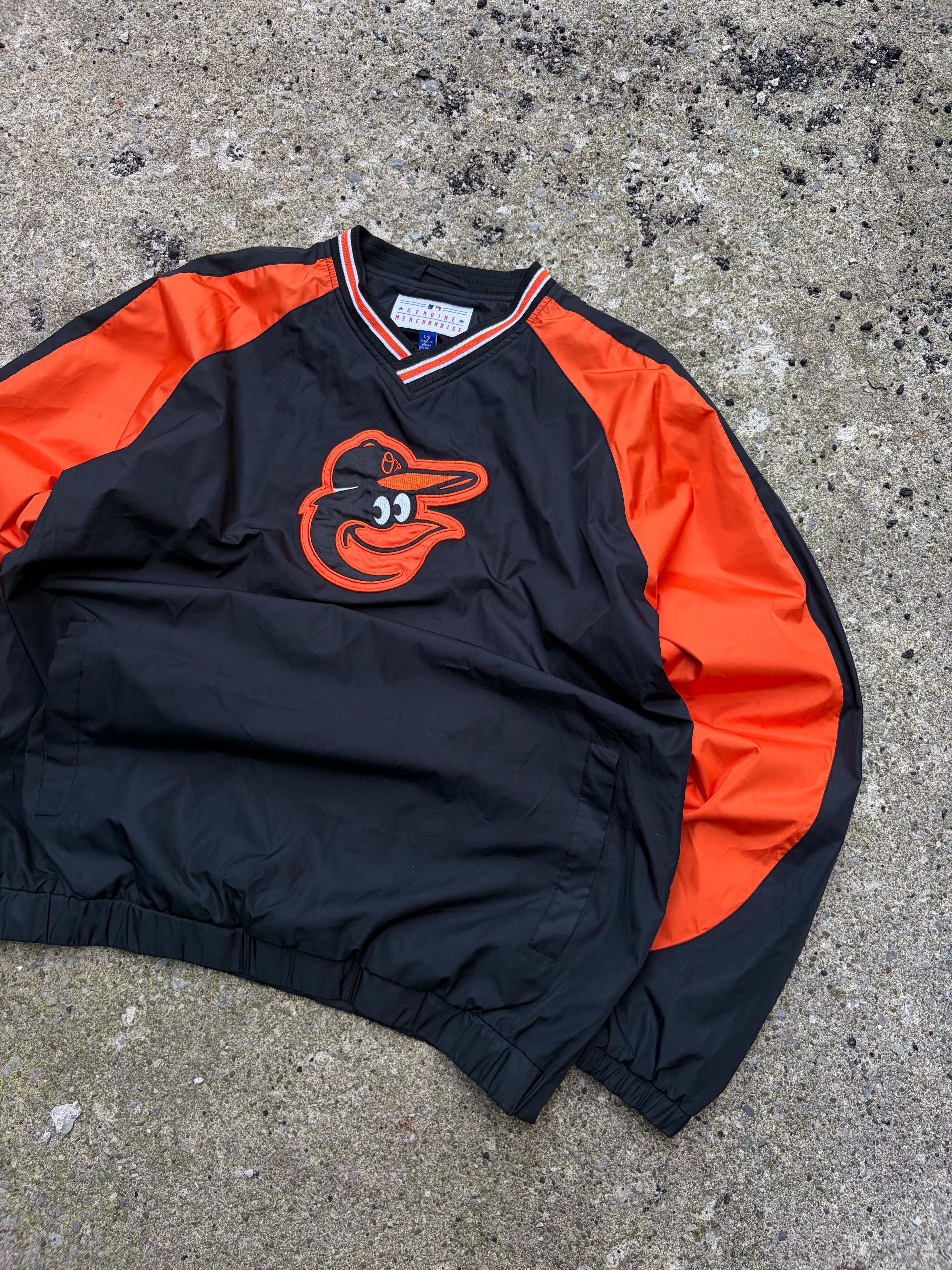 Vintage Baltimore Orioles MLB Embroidered Logo Windbreaker Jacket Size Large