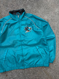 Vintage San Jose Sharks NHL Embroidered Logo Windbreaker Jacket Size Large
