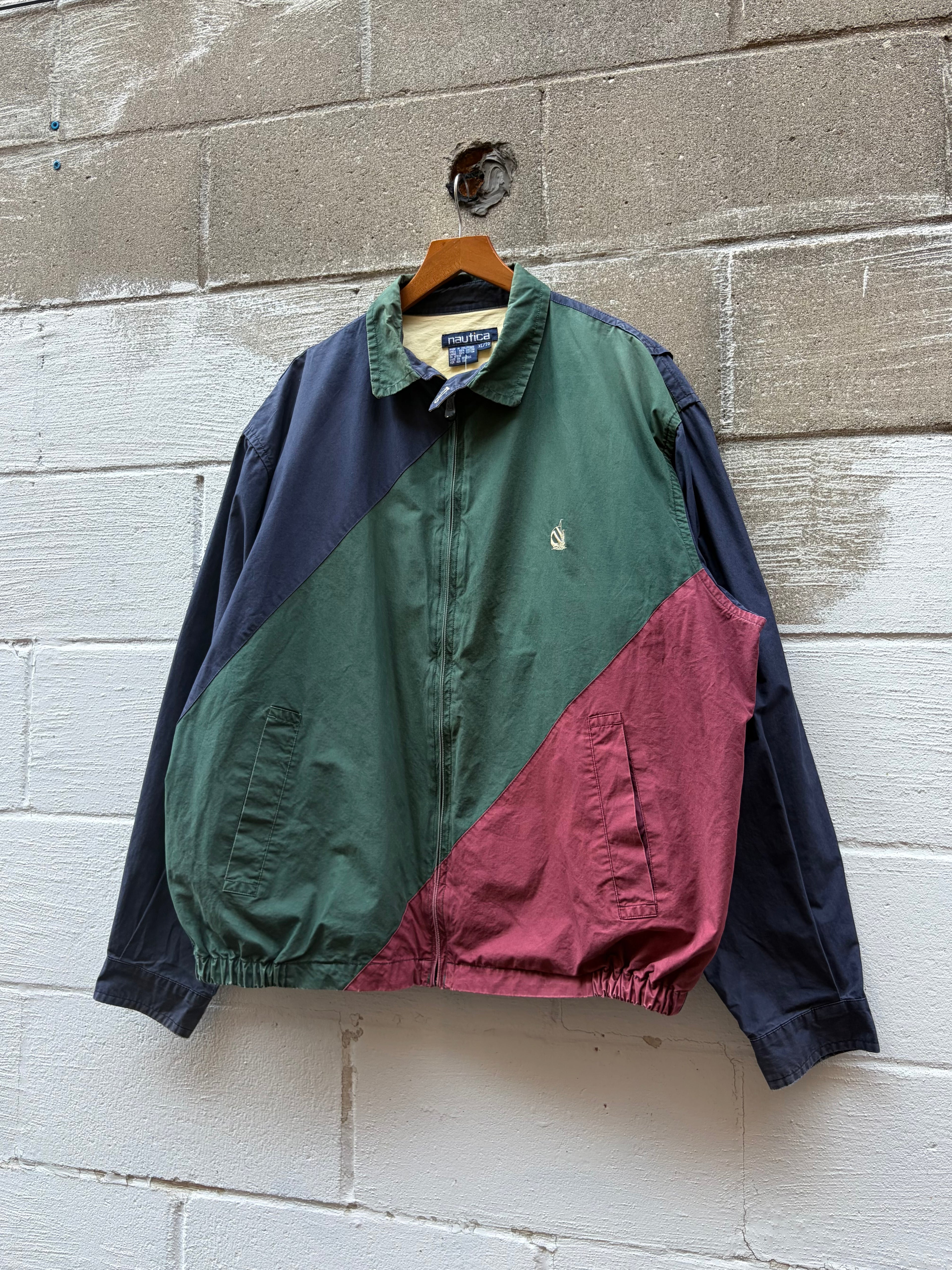 Vintage Nautica Embroidered Logo Color Block Full Zip Jacket Size XL