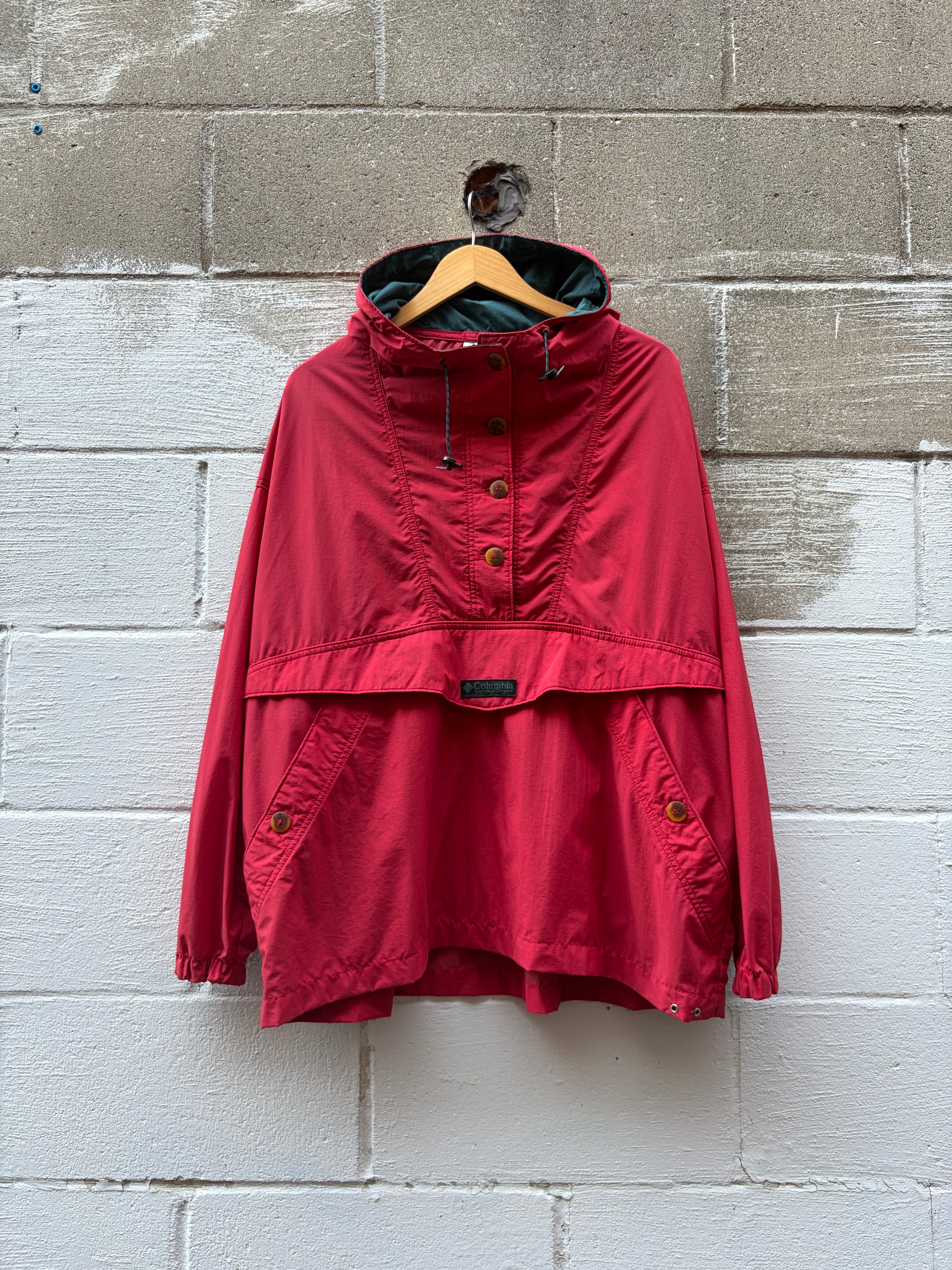 Vintage Womens Columbia Nylon 1/2 Button Anorak Jacket Size XL