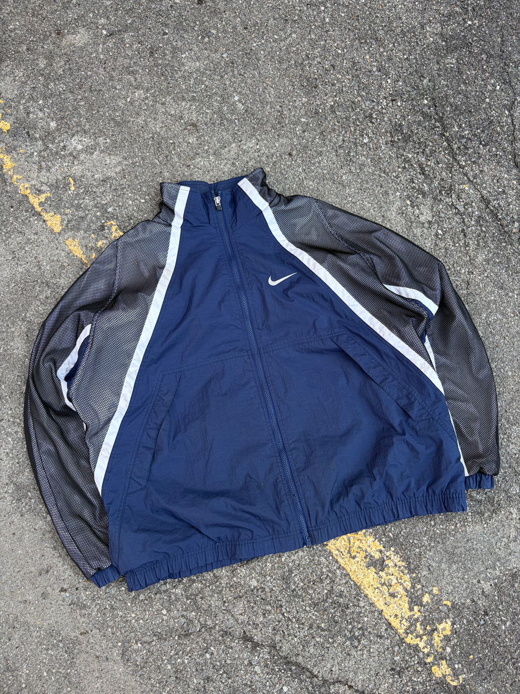 Vintage Nike Embroidered Swoosh Mesh Panel Full Zip Windbreaker Jacket Size XL