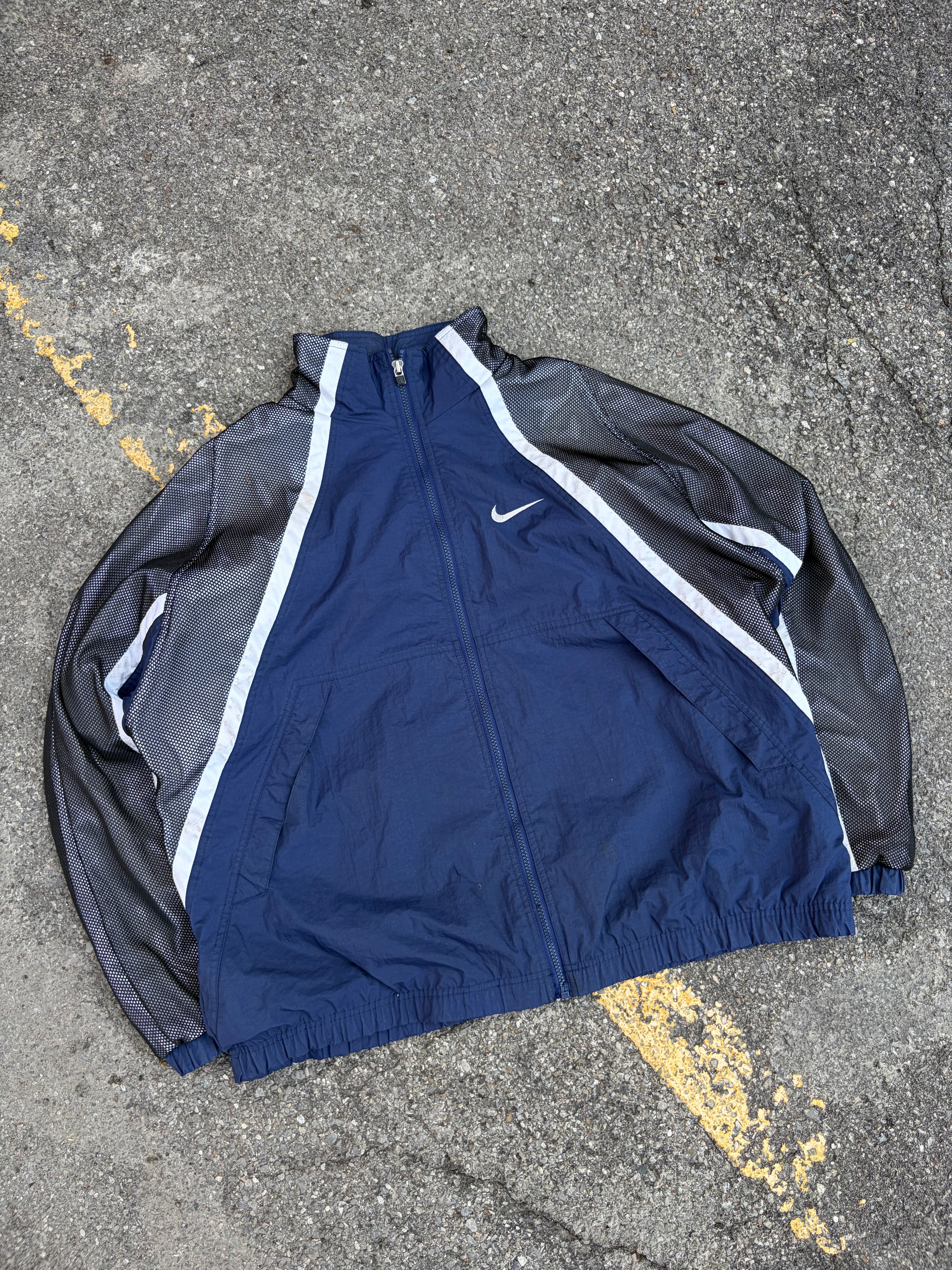 Vintage Nike Embroidered Swoosh Mesh Panel Full Zip Windbreaker Jacket Size XL