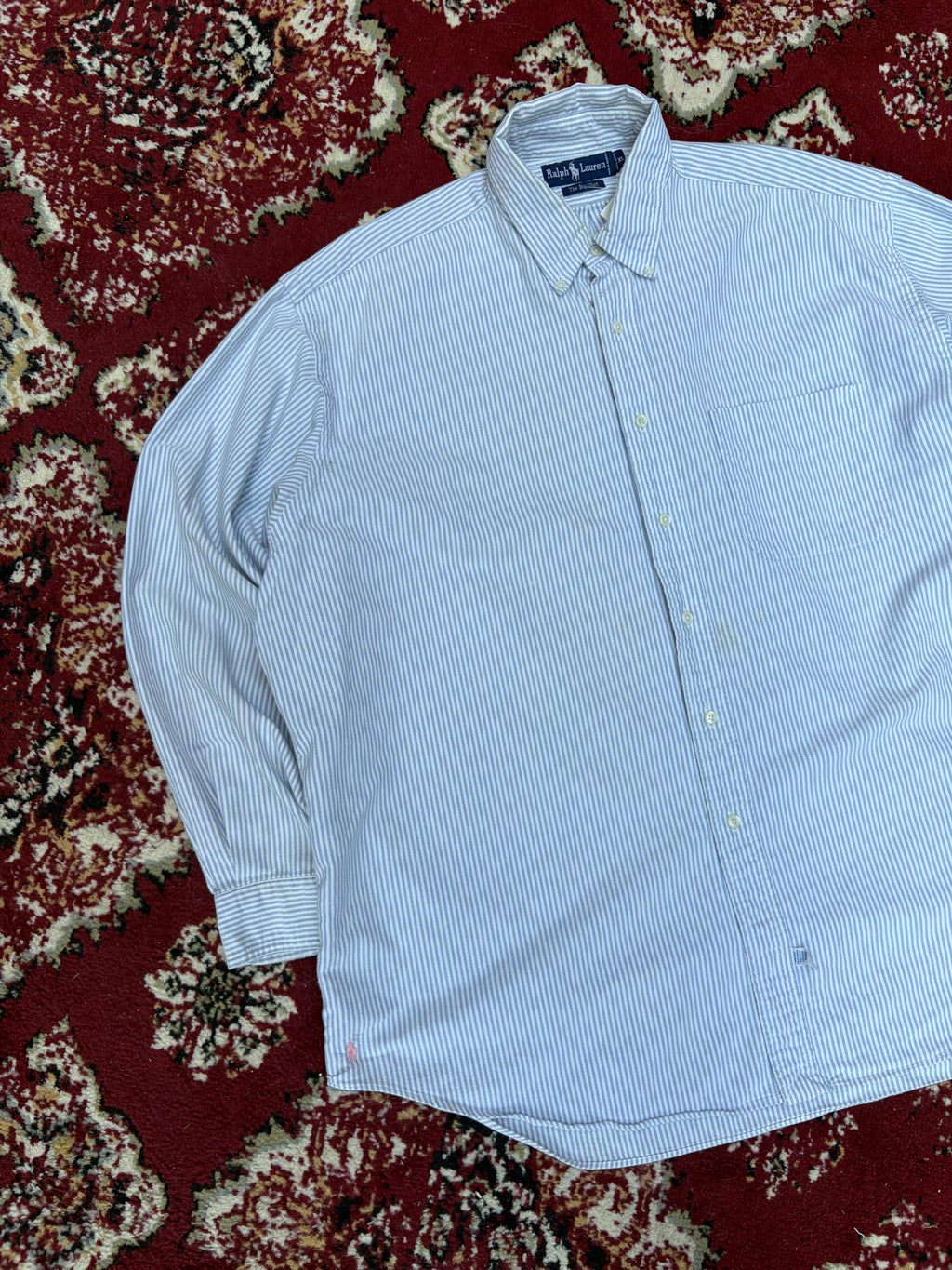 Vintage Polo Ralph Lauren Embroidered Pony Striped Button Up Shirt Size XL