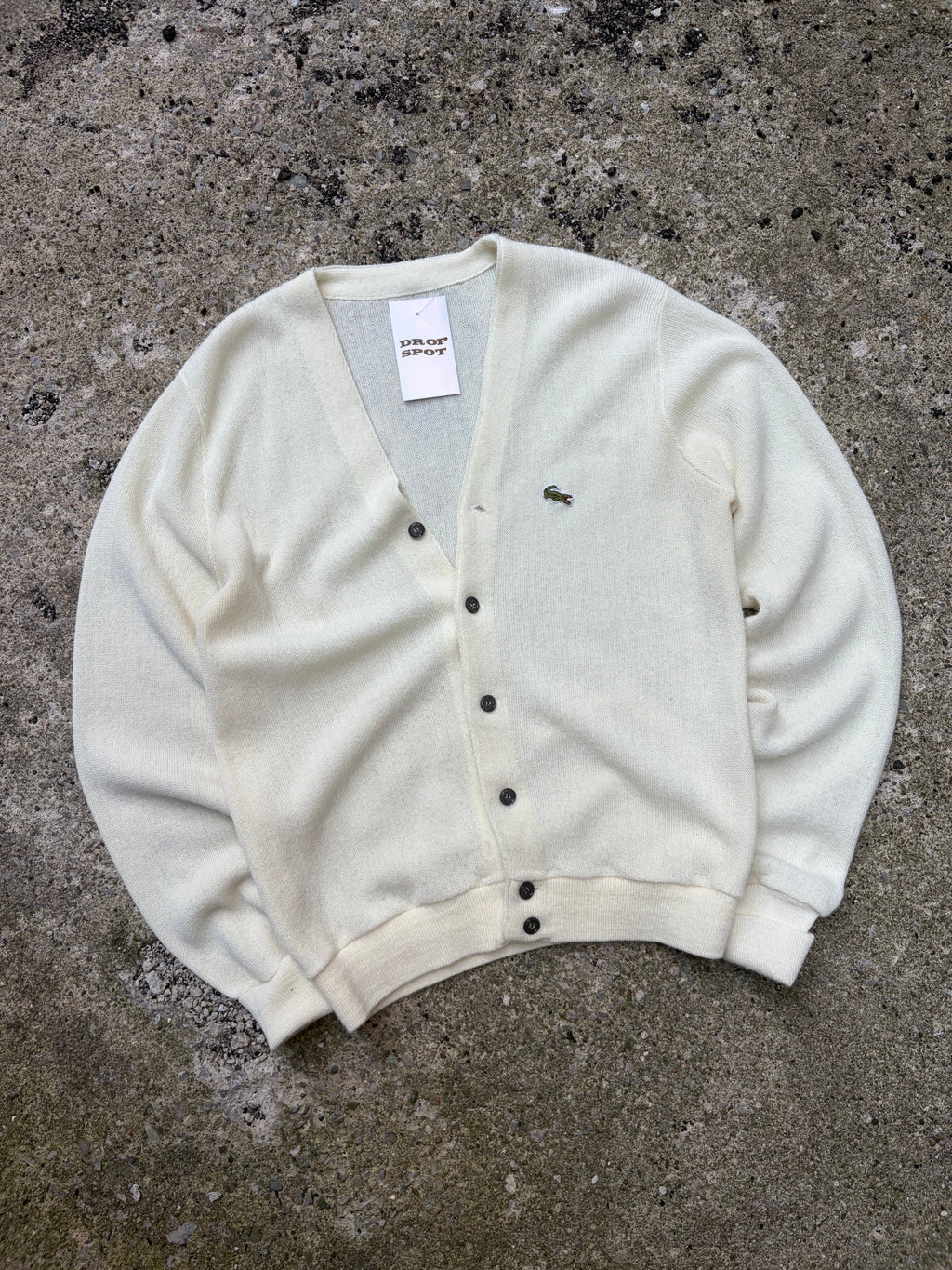 Vintage Lacoste Embroidered Logo Button Up Cardigan Sweater Size Medium