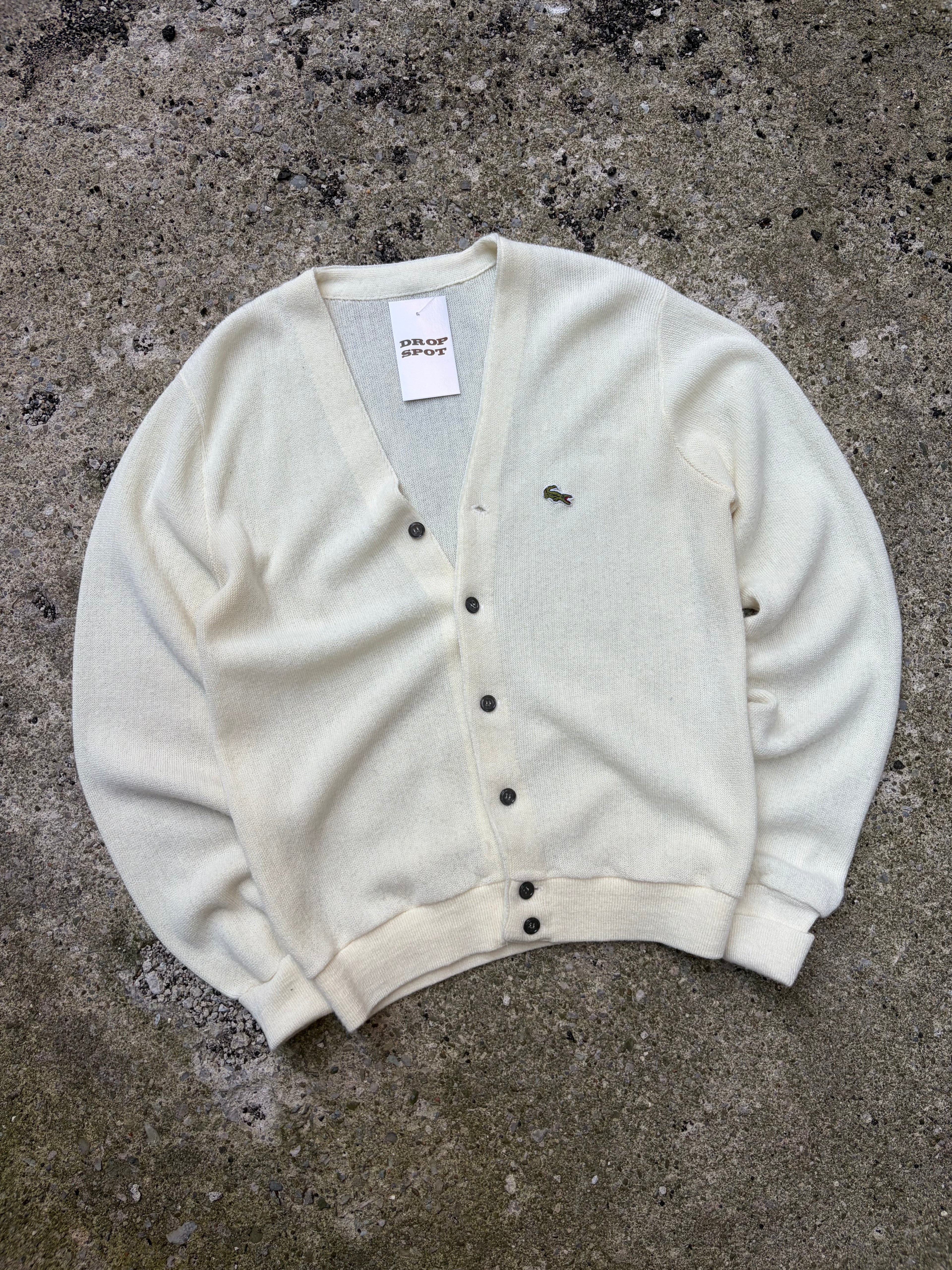 Vintage Lacoste Embroidered Logo Button Up Cardigan Sweater Size Medium