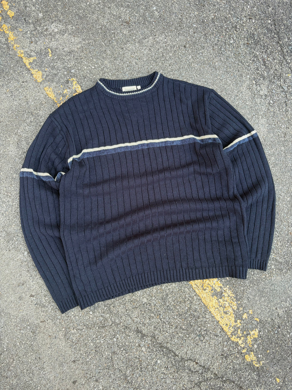 Vintage Canda Striped Ribbed Pullover Knit Sweater Size Large