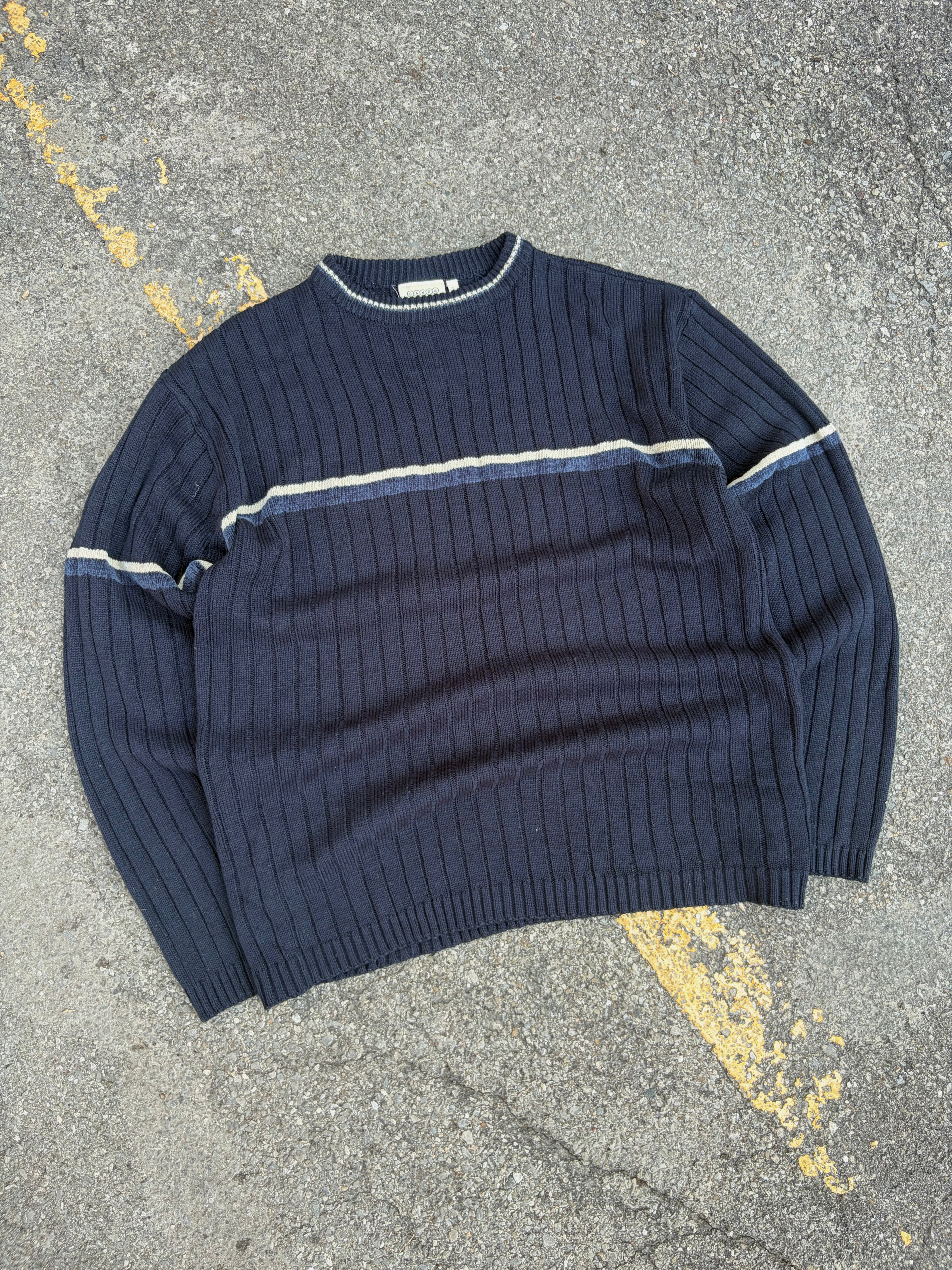 Vintage Canda Striped Ribbed Pullover Knit Sweater Size Large