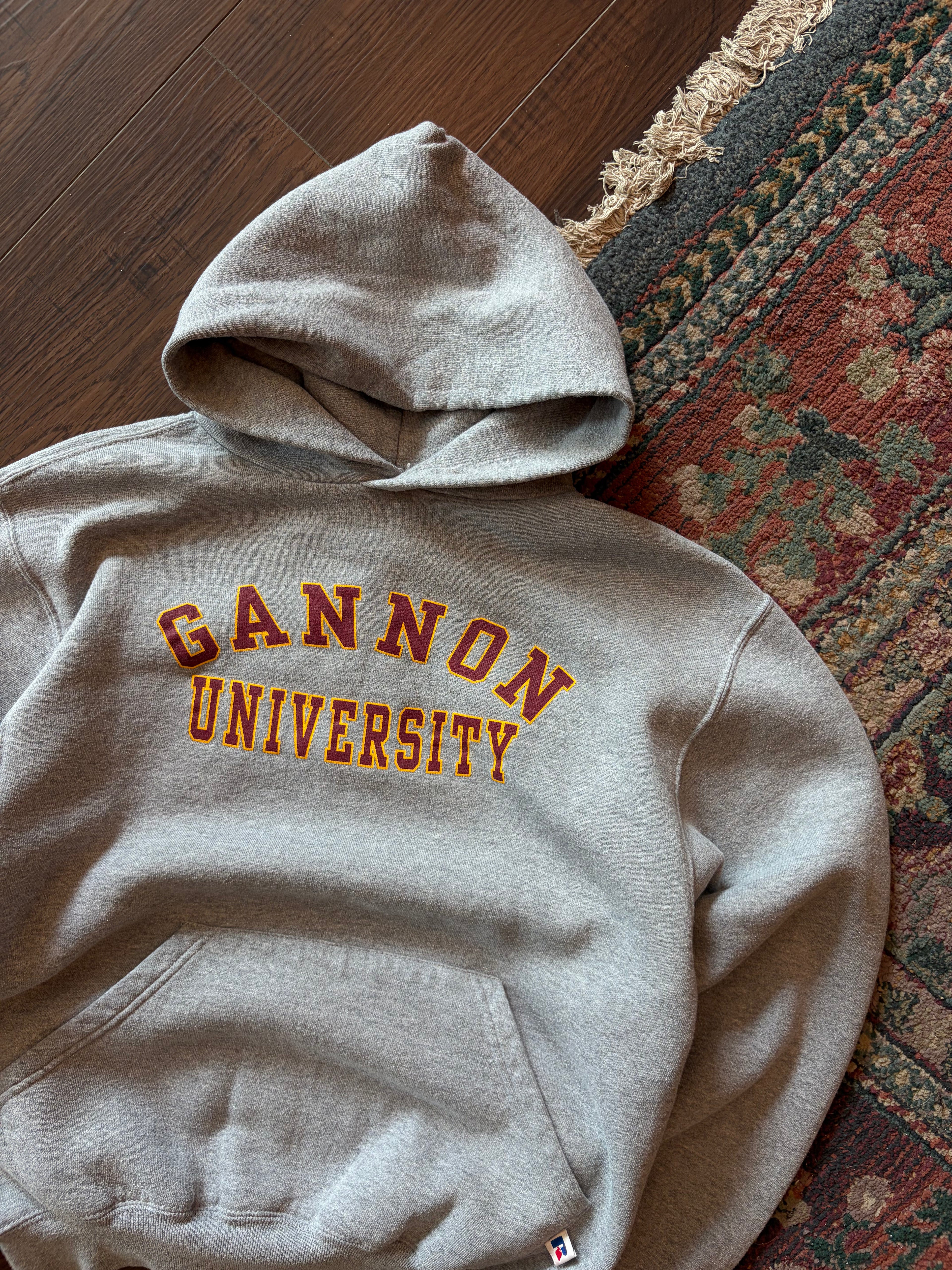 Vintage Gannon University NCAA Arc Spellout Hooded Sweatshirt Size Small
