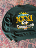 Vintage 1997 Green Bay Packers NFL Super Bowl XXXI Champs Sweatshirt Size Large