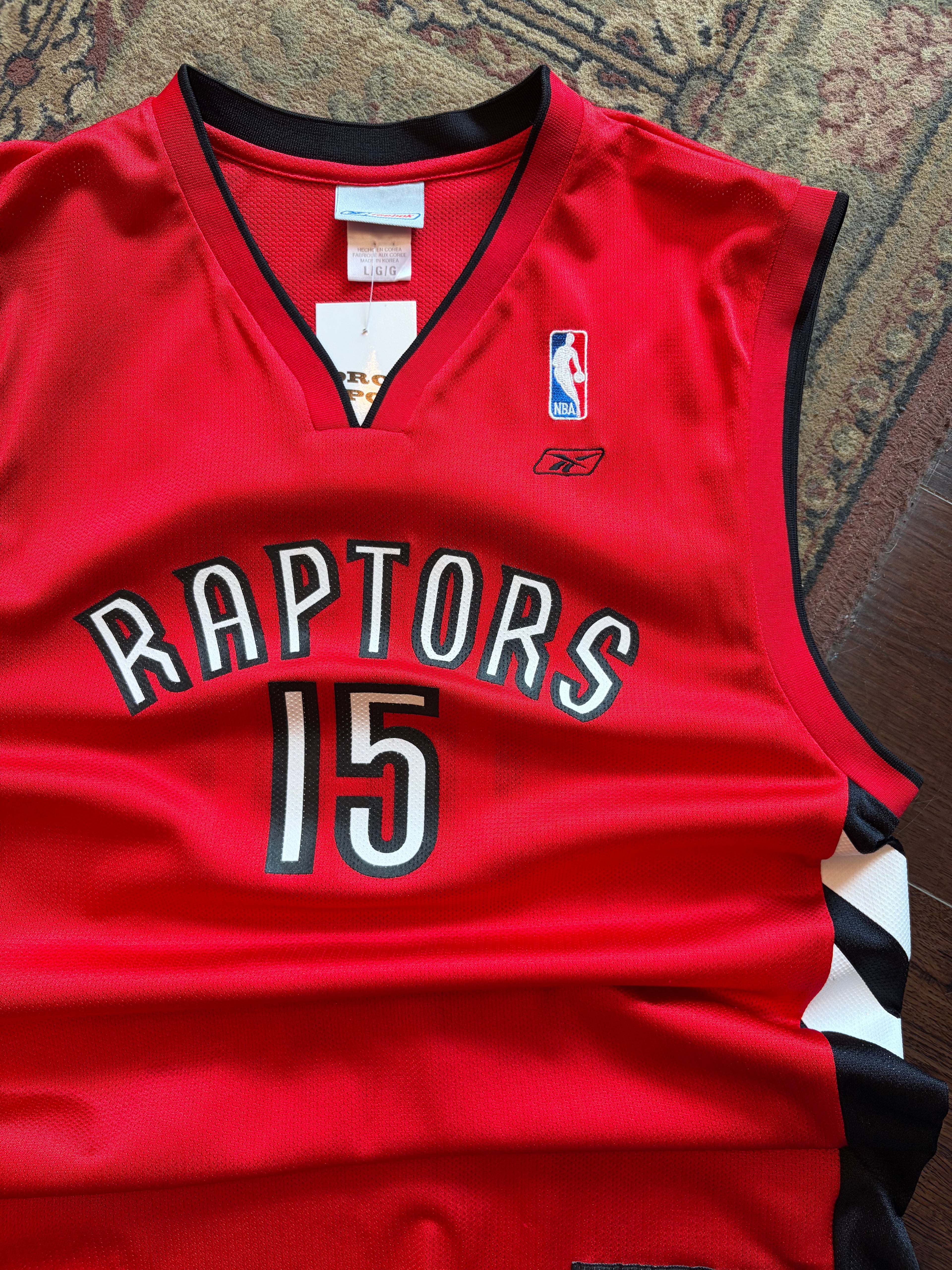 Vintage Vince Carter #15 Toronto Raptors NBA Reebok Basketball Jersey Size Large