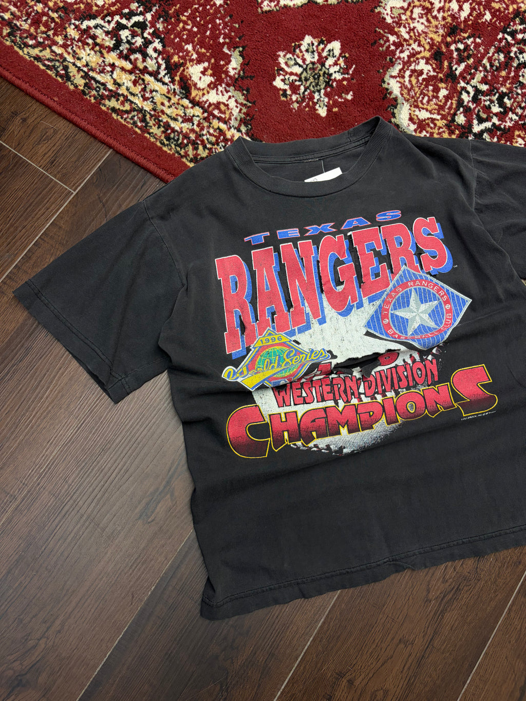 Vintage 1996 Texas Rangers MLB Western Division Champs T-Shirt Size Medium