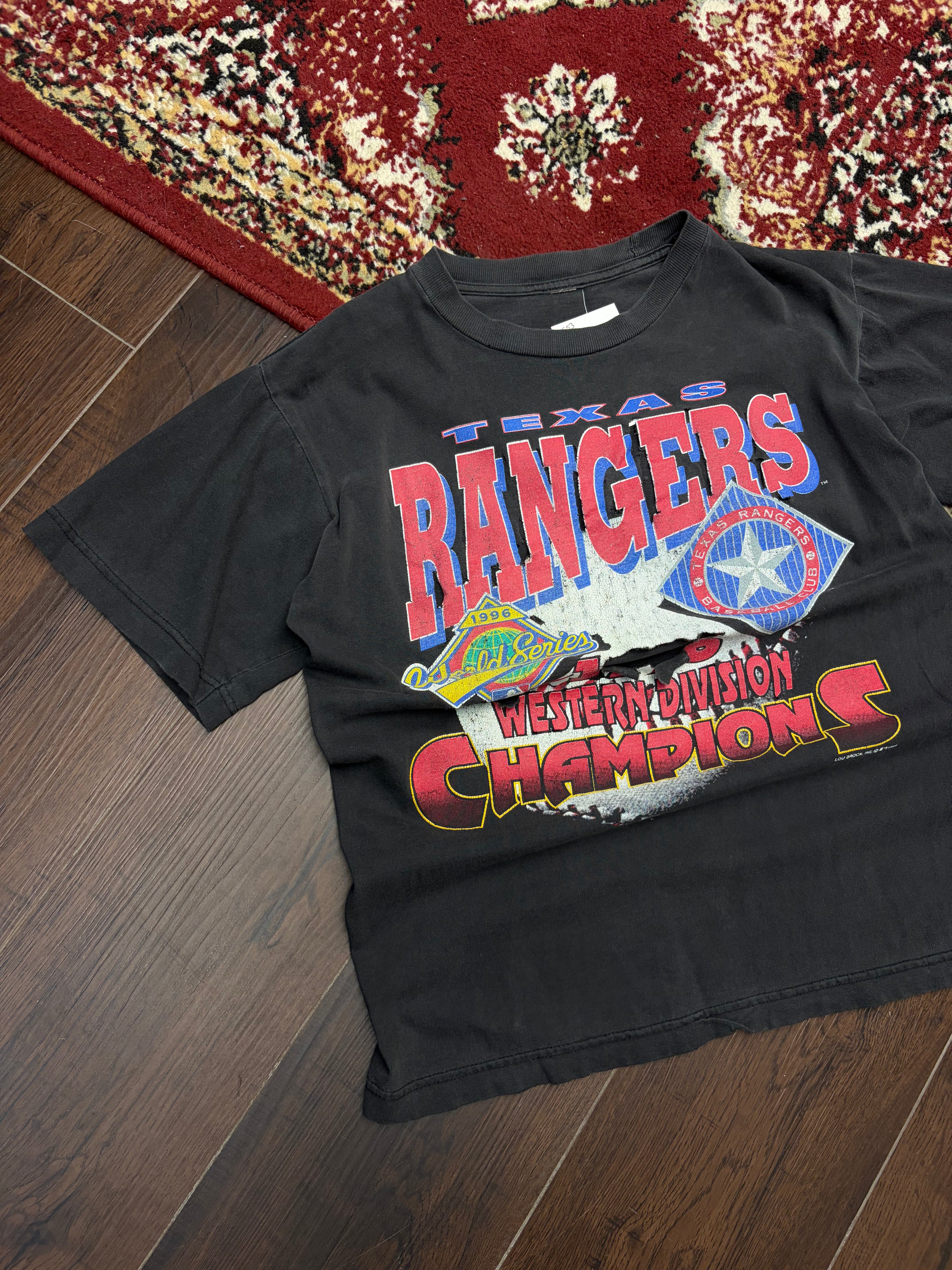 Vintage 1996 Texas Rangers MLB Western Division Champs T-Shirt Size Medium