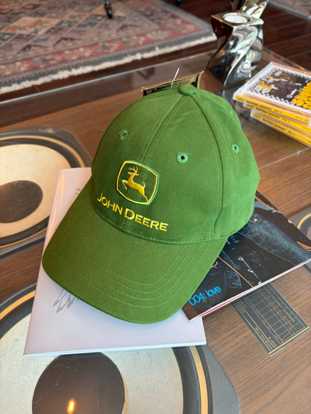 Vintage John Deere Embroidered Spellout Logo Strapback Hat OSFA