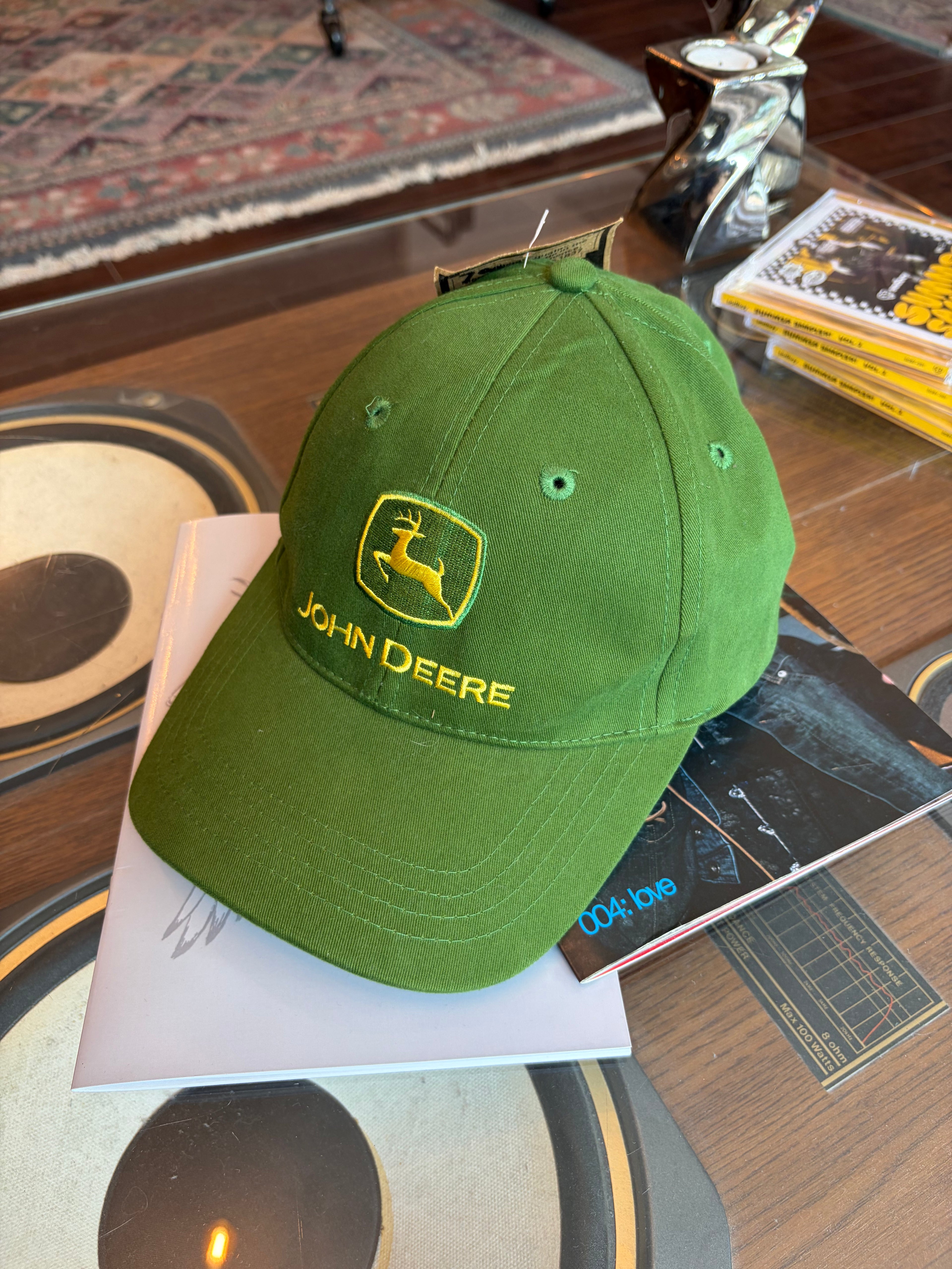 Vintage John Deere Embroidered Spellout Logo Strapback Hat OSFA