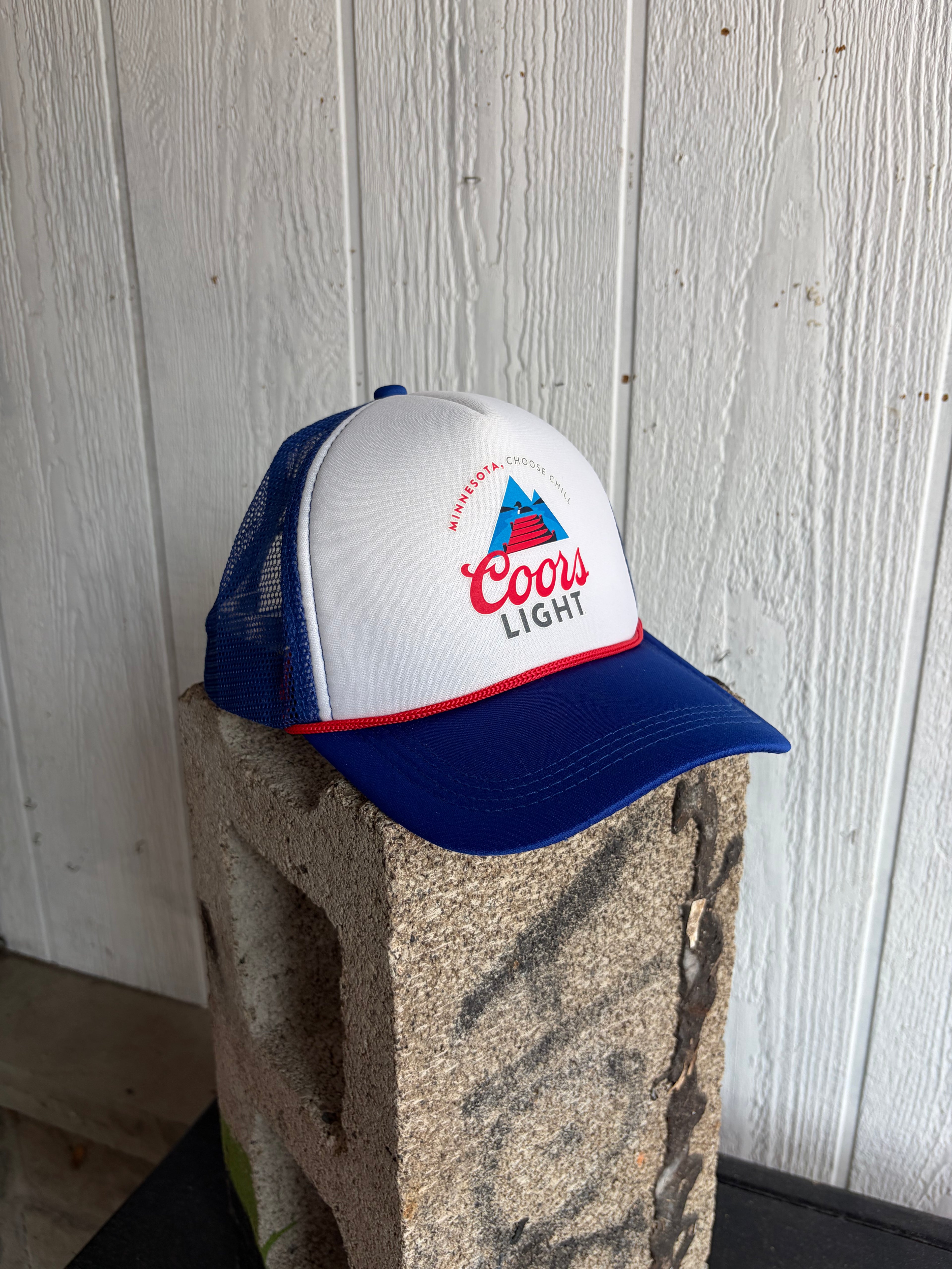 Vintage Coors Light Graphic Logo Beer Promo Snapback Trucker Hat OSFA