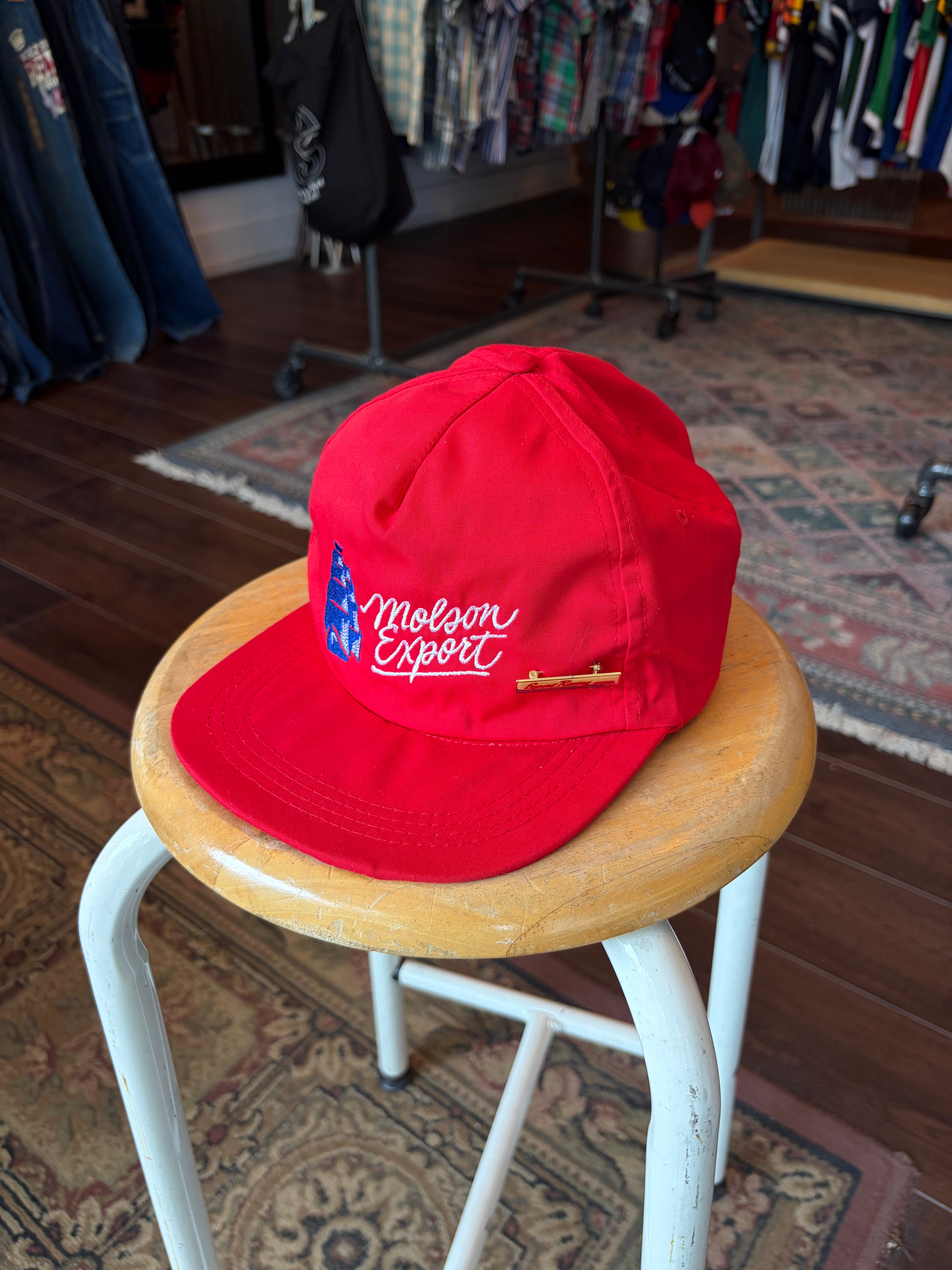 Vintage 80s/90s Molson Export Racing Embroidered Script Snapback Hat OSFA